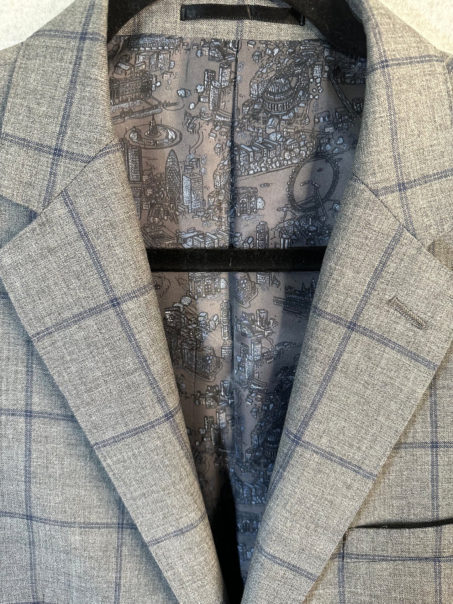 T.M. Lewin Men's Modern Fit Suit Jacket Blazer Merino Wool Slim Vitale Barberis Canonico 42 Long