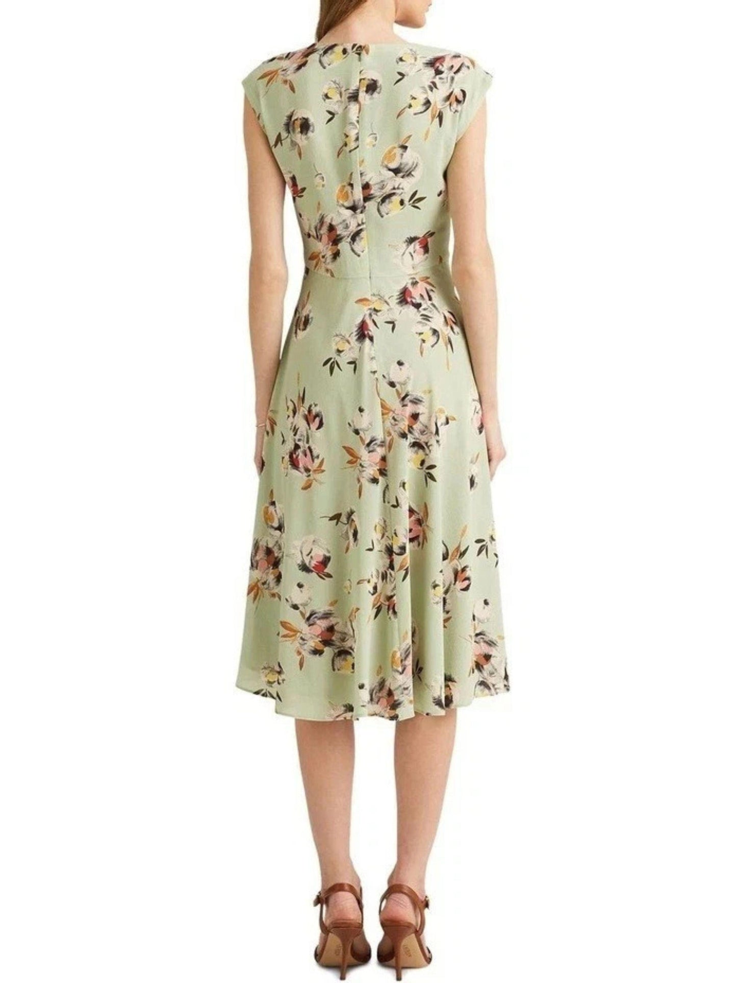 Lauren Ralph Lauren Floral Bubble Crepe A-Line Dress Size 4 Petite