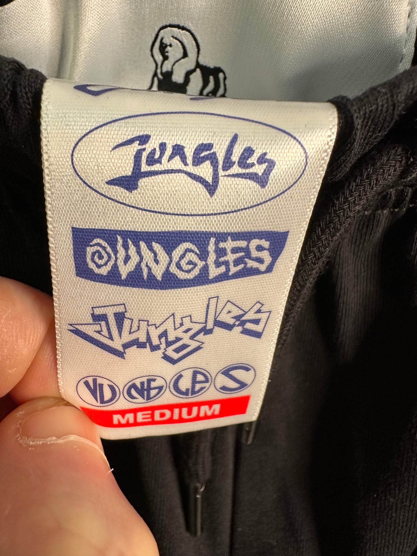 Jungles Connection Black Athletic Shorts Chenille Embroidered Logo Men's Medium