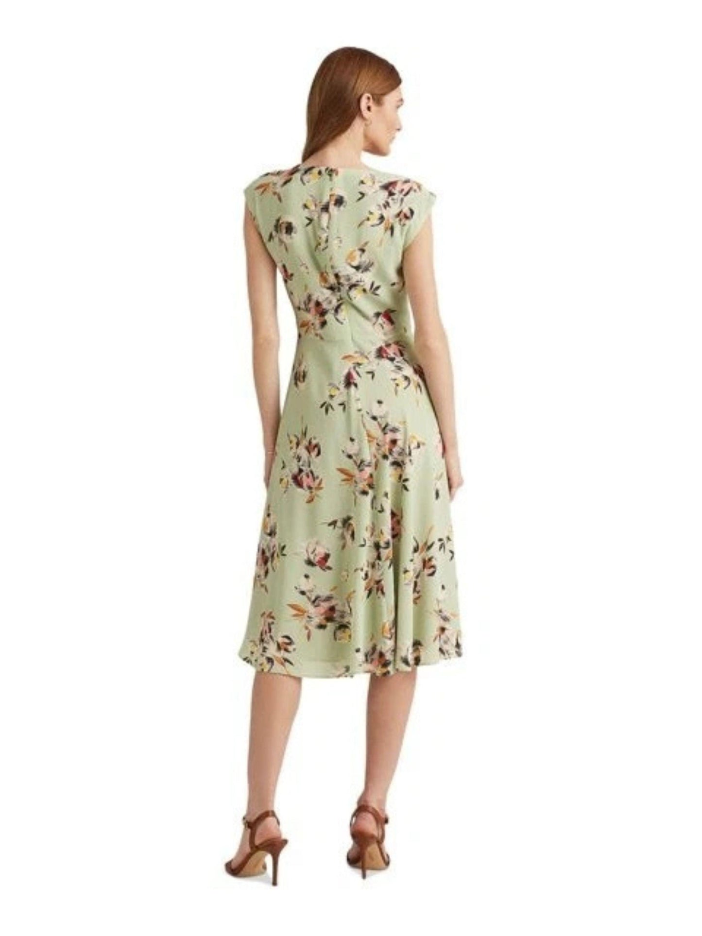 Lauren Ralph Lauren Floral Bubble Crepe A-Line Dress Size 4 Petite