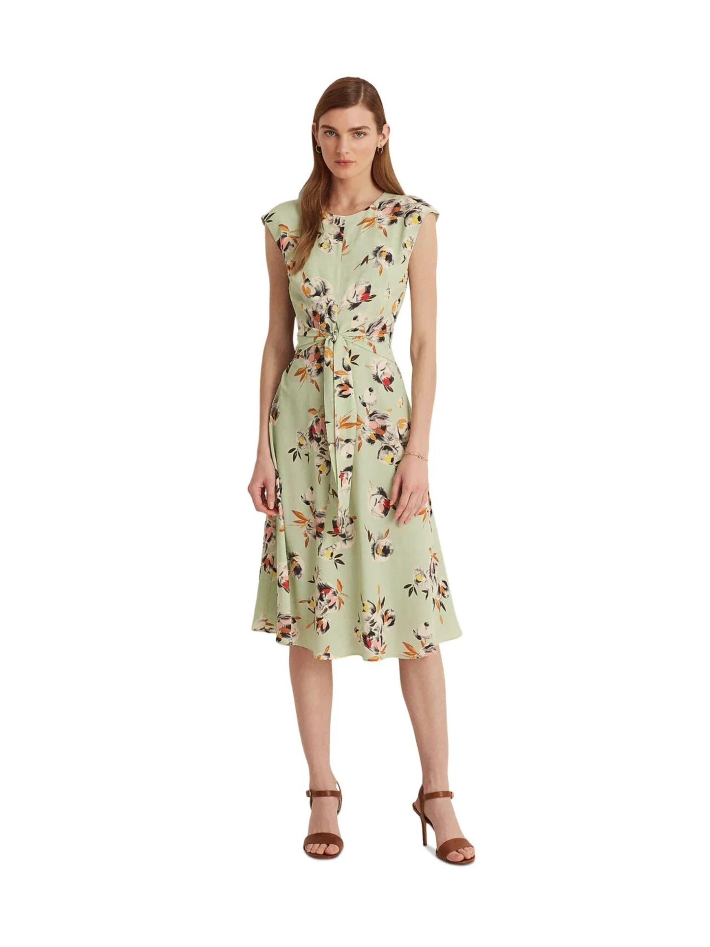 Lauren Ralph Lauren Floral Bubble Crepe A-Line Dress Size 4 Petite