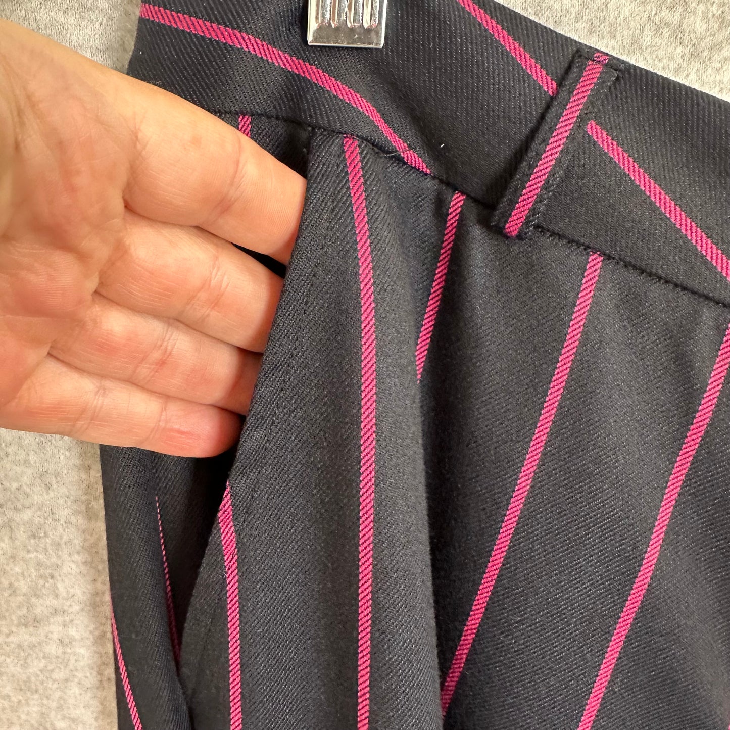 Vilagallo Diplomatic Trousers Size 10 Navy Pink Stripe | Women's