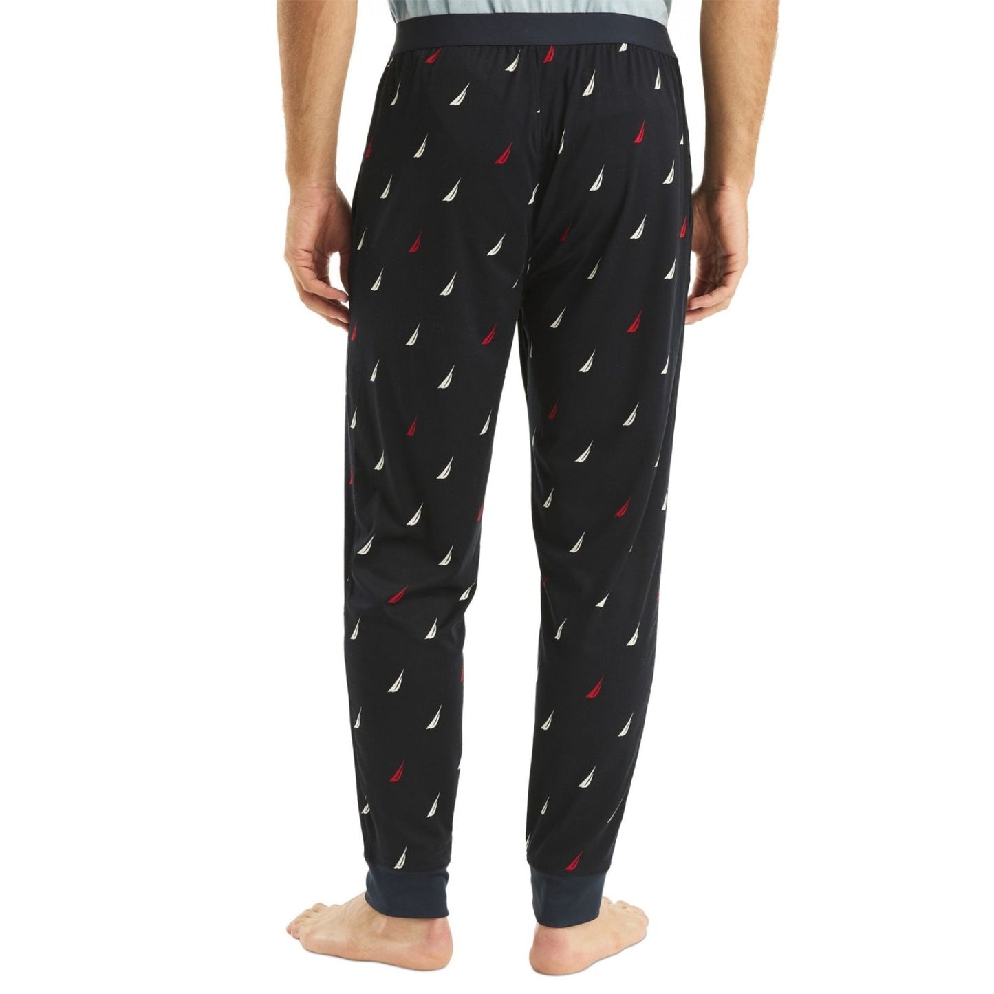Nautica Classic-Fit Stretch Sleep Joggers Navy Blue Logo Men's Size Large