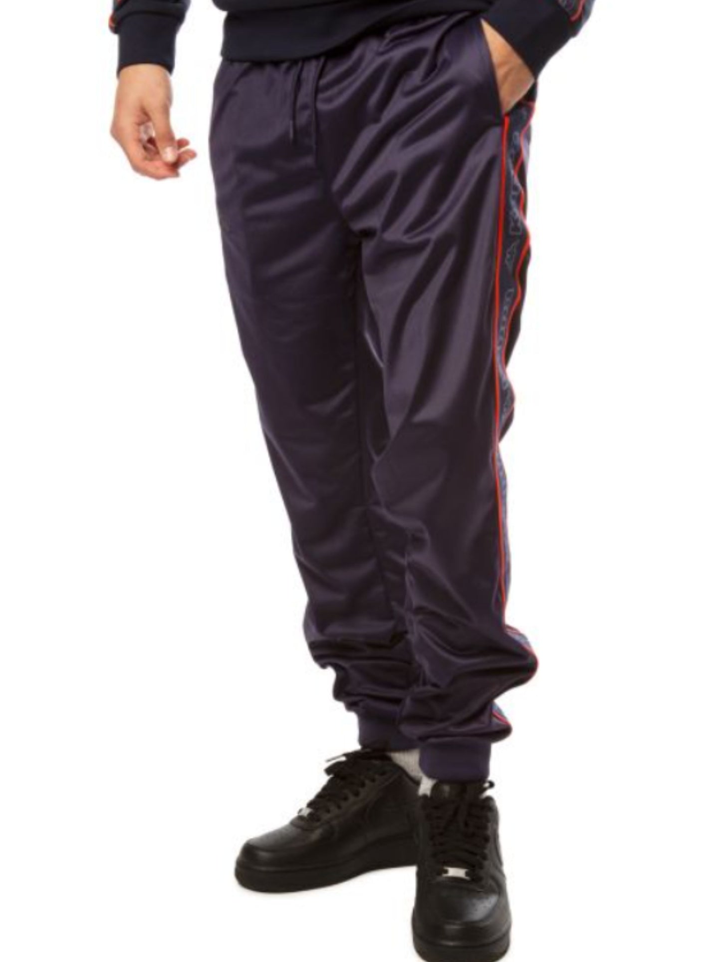 Kappa Jogger Pants French Terry Blue Orange Logo Tape Anira 2 Mens Size XXL