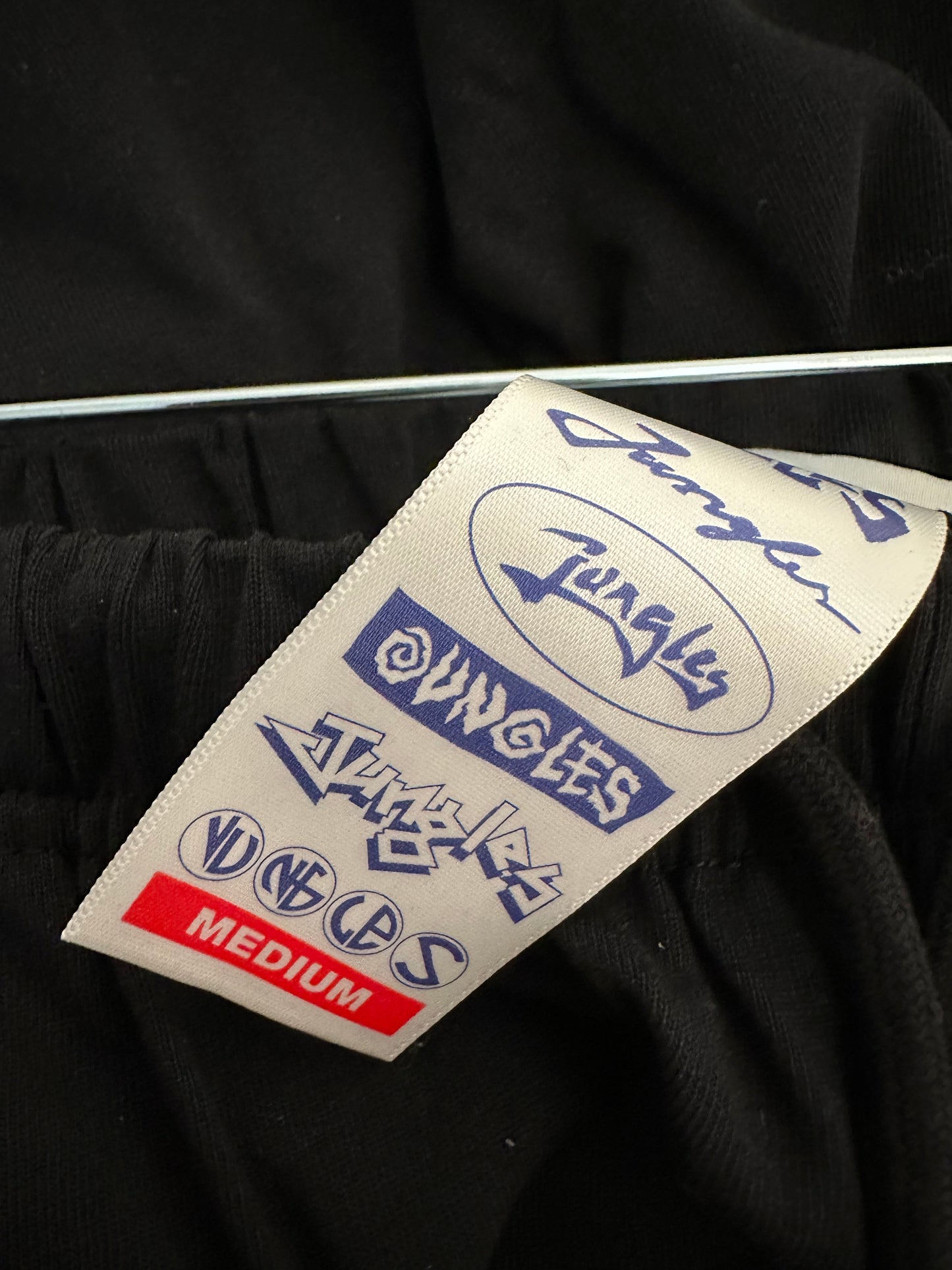 Jungles Connection Black Athletic Shorts Chenille Embroidered Logo Men's Medium