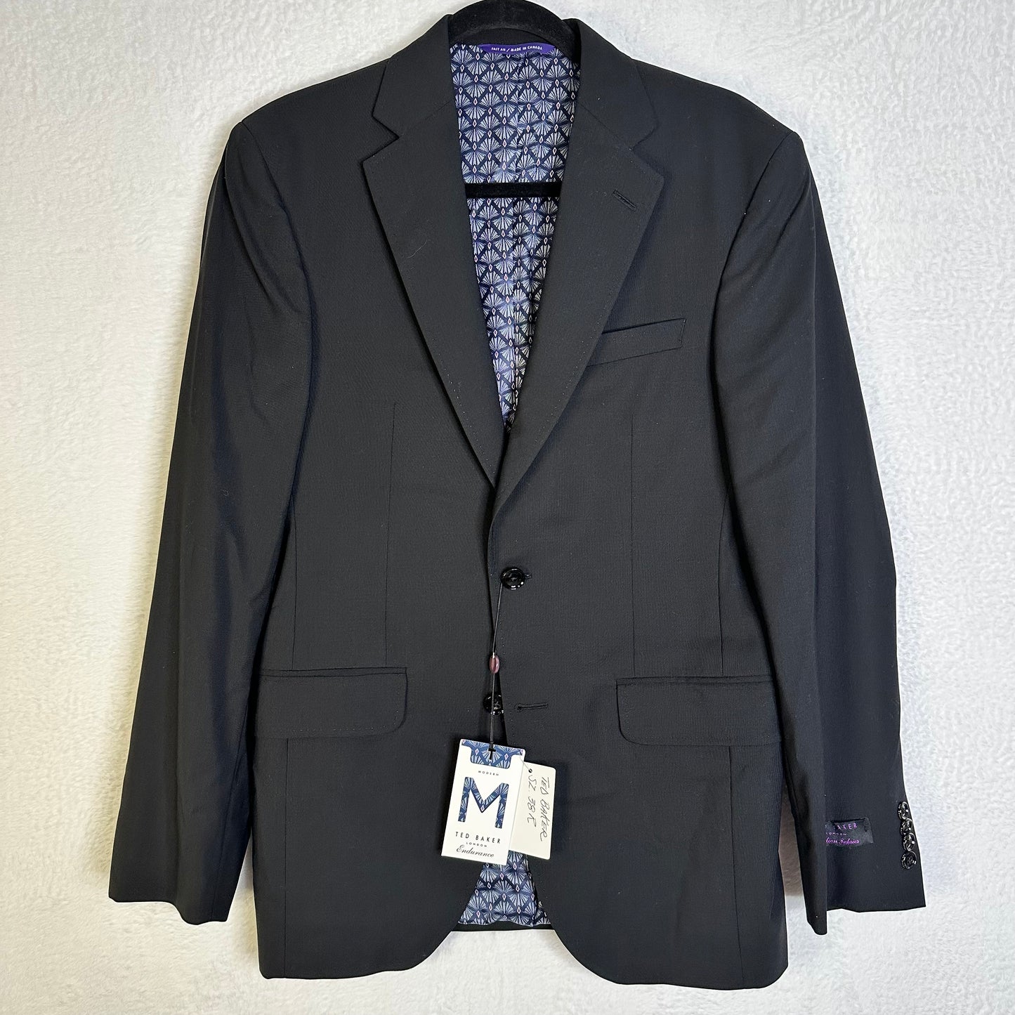 Ted Baker Endurance Jay Wool Suit Men's 38R 29W Modern Fit Black