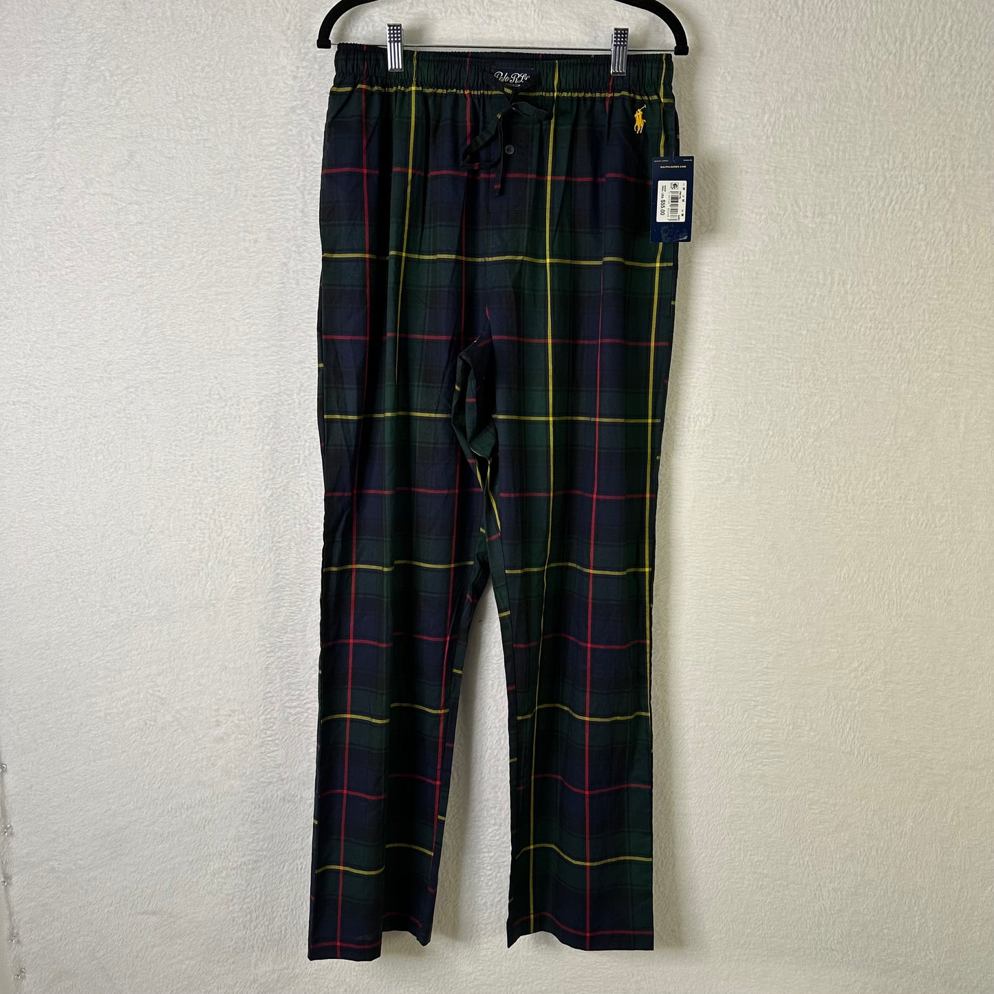 Polo Ralph Lauren Pajama Pants Mens's Medium Stewart Plaid Green Gold Blue Red Black