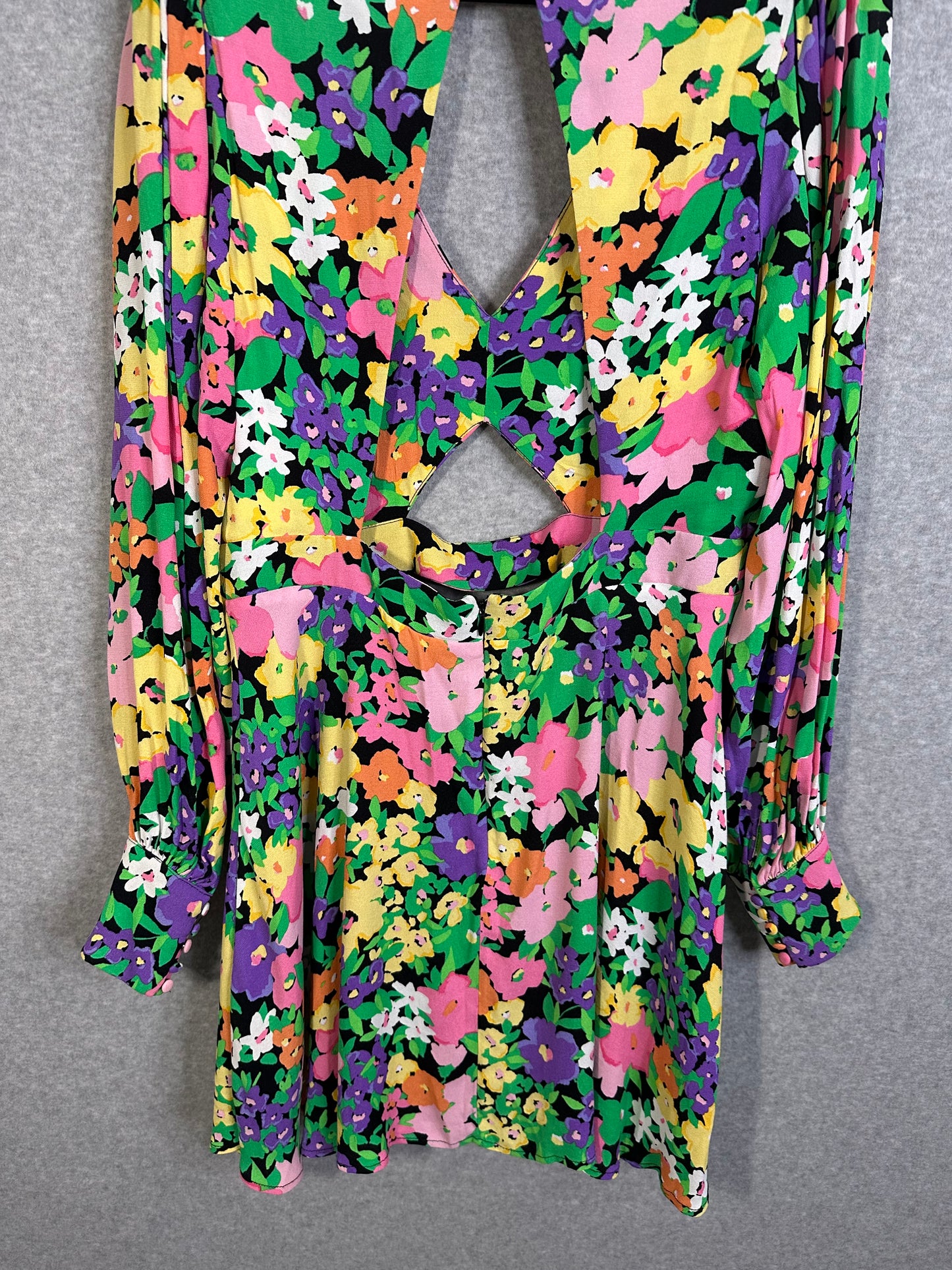AFRM Merion Neon Garden Mini Dress Women's Size Large