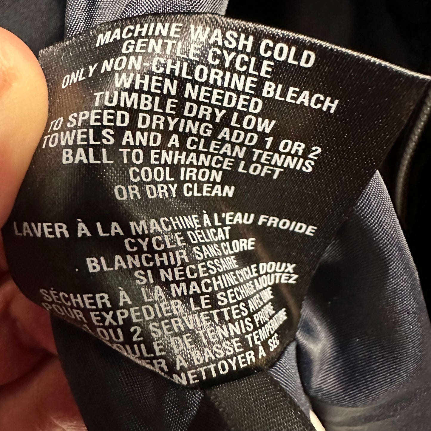 Cole Haan Down Puffer Coat Women's Size Large Hooded Parka Navy Blue - Good Depth On Pockets