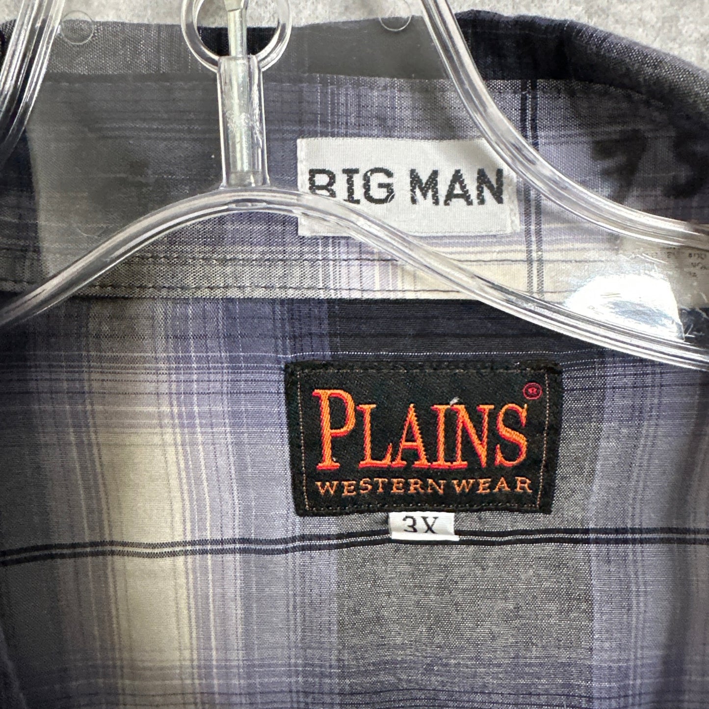 Plains Western Wear Bigman Plaid Pearl Snap Closure Shirt Pearl Men's 3X