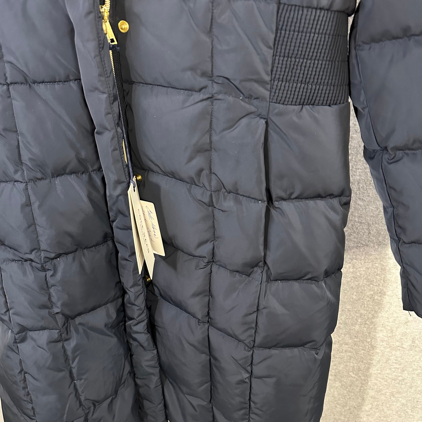 Cole Haan Down Puffer Coat Women's Size Large Hooded Parka Navy Blue - Good Depth On Pockets