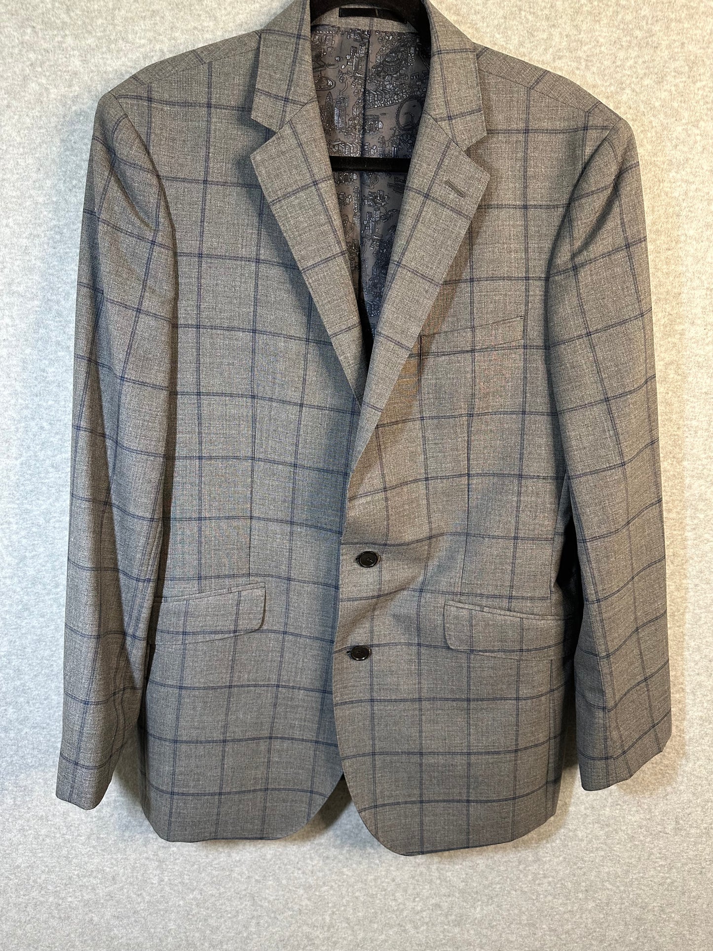 T.M. Lewin Men's Modern Fit Suit Jacket Blazer Merino Wool Slim Vitale Barberis Canonico 42 Long