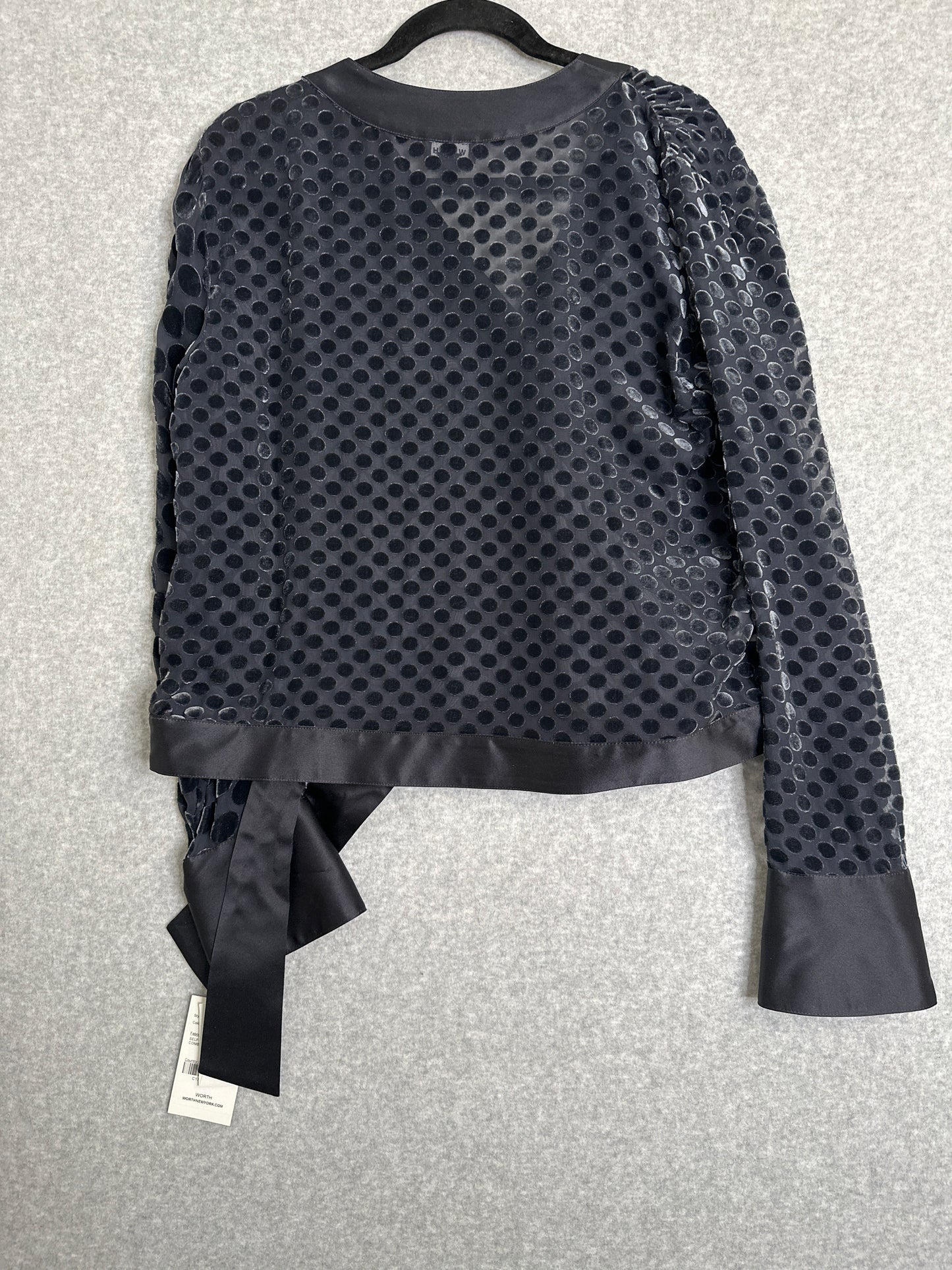 Worth New York Silk Blend Faux Wrap Semi Sheer Polka Dot Top Size Medium