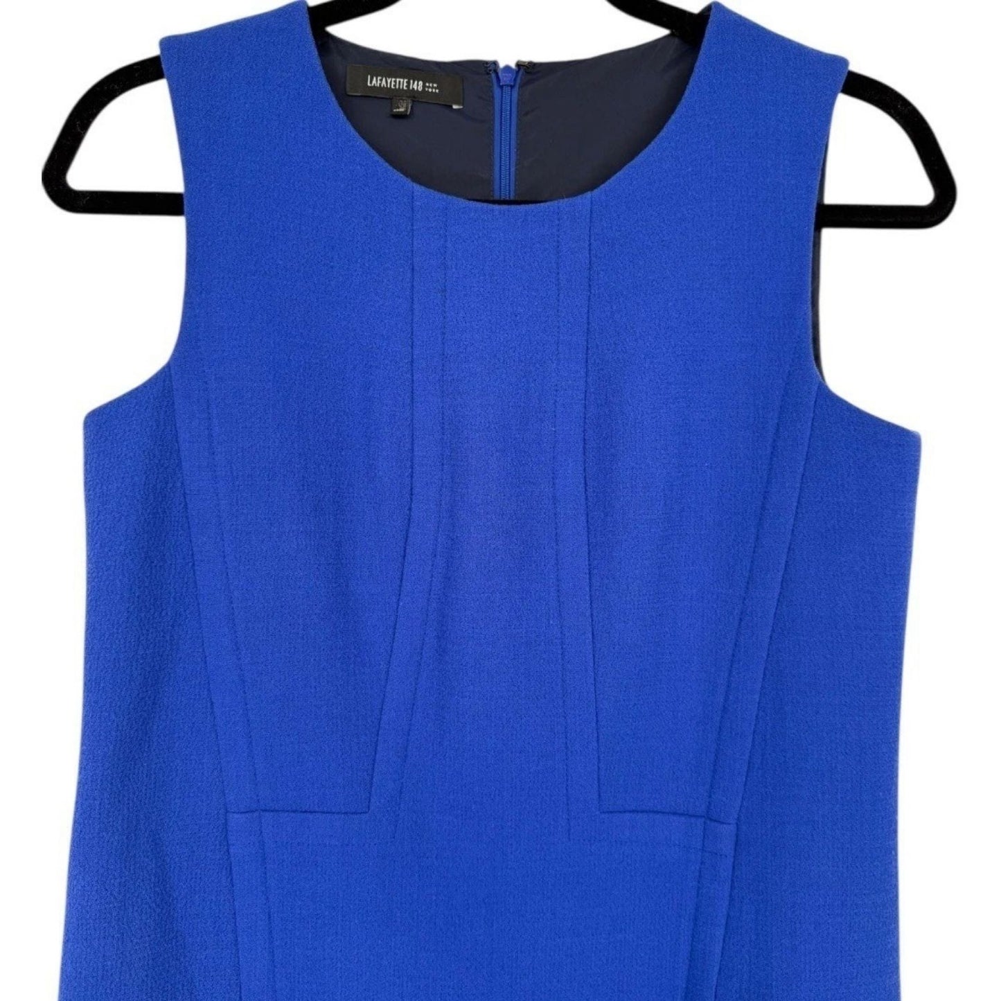 Lafayette 148 New York Virgin Wool Sleeveless Cobalt Blue Sheath Dress Women's 12