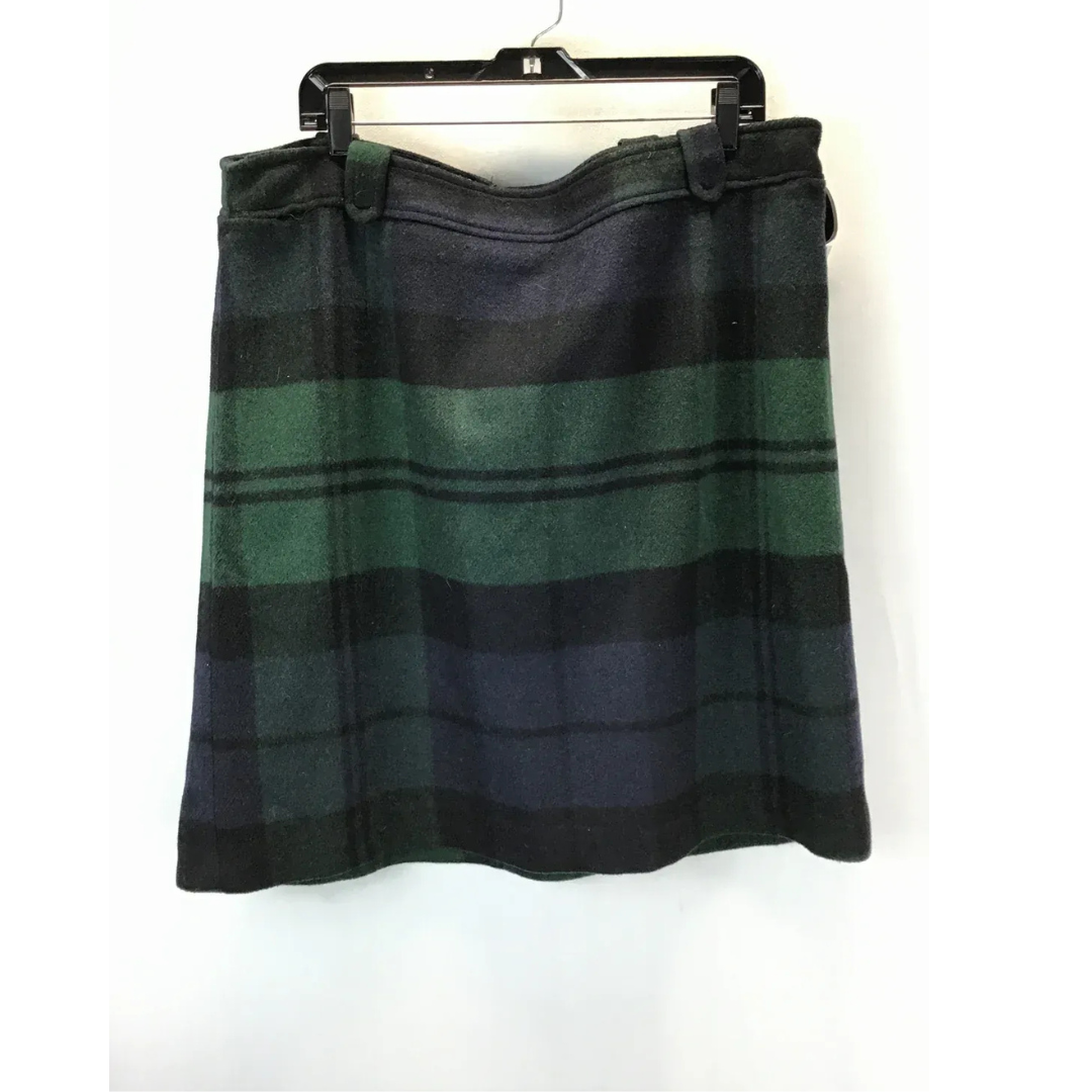 Size 12  Talbots Green Black Tartan Plaid Skirt