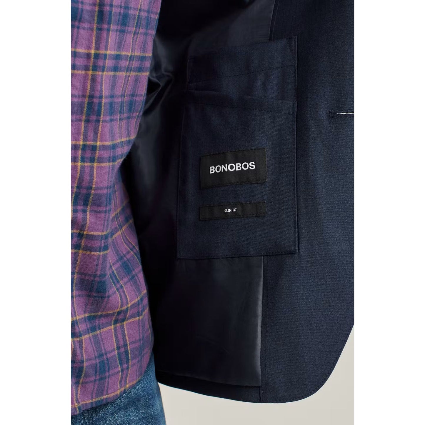 Bonobos Men's Jetsetter Slim Fit Suit Jacket Blazer Blue Stretch Four Season Weight Wool 42R