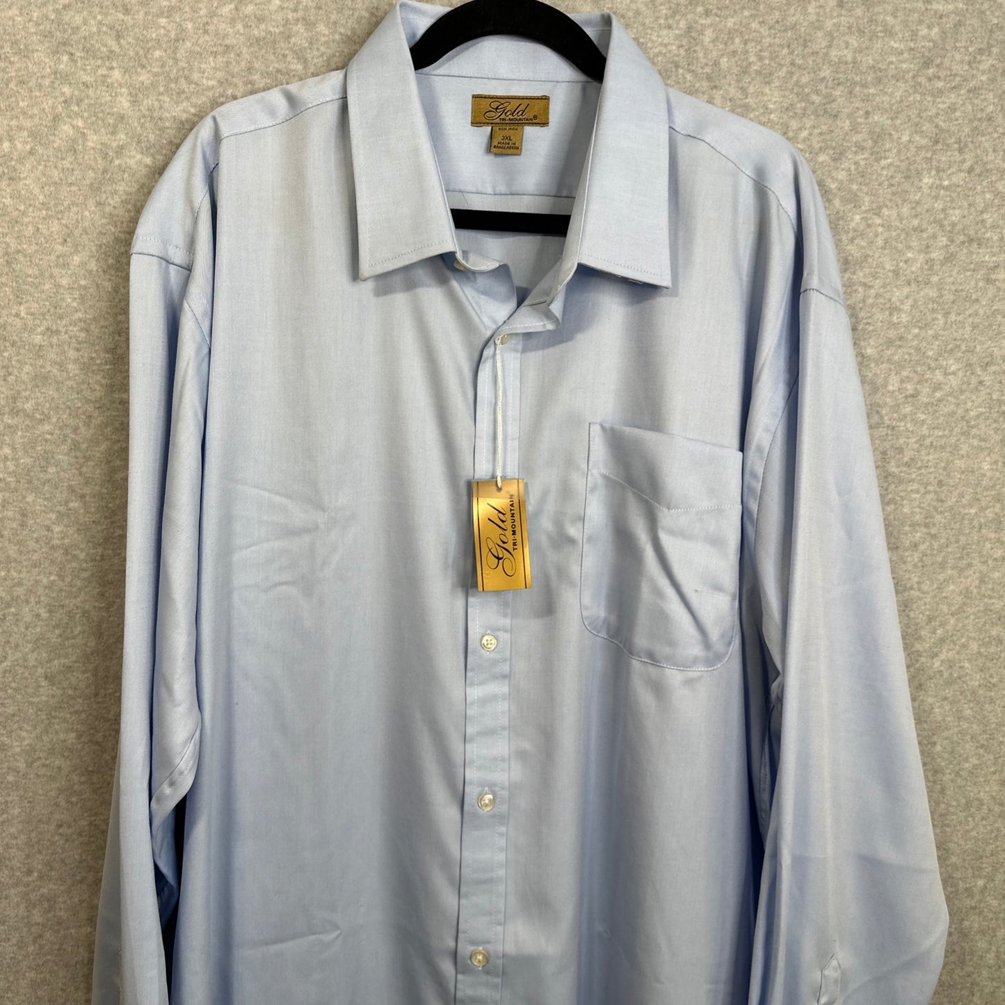 Tri-Mountain Blake Gold 980 Non Iron Dress Shirt Cotton Twill Light Blue Men's 3XL