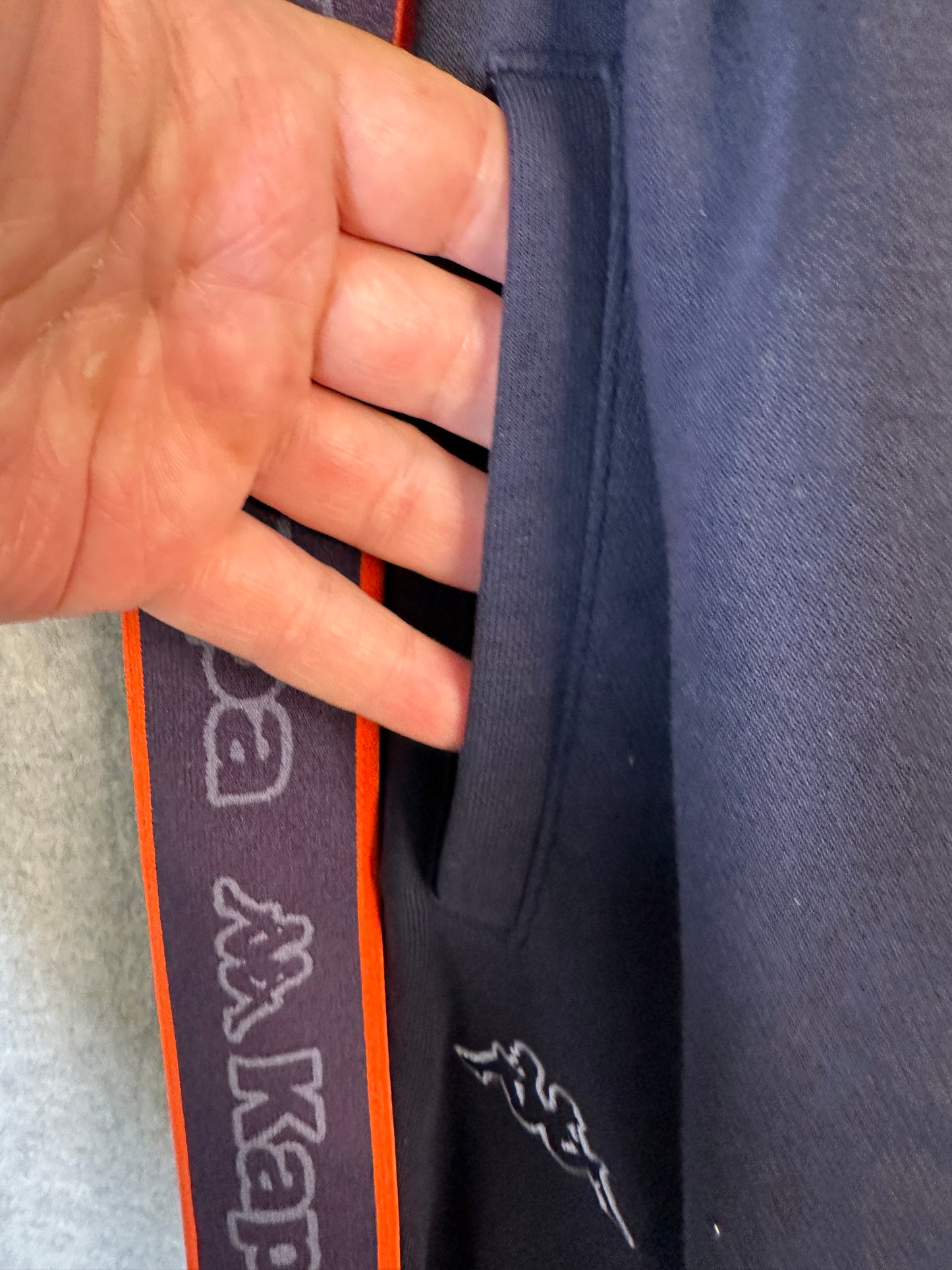 Kappa Jogger Pants French Terry Blue Orange Logo Tape Anira 2 Mens Size XXL