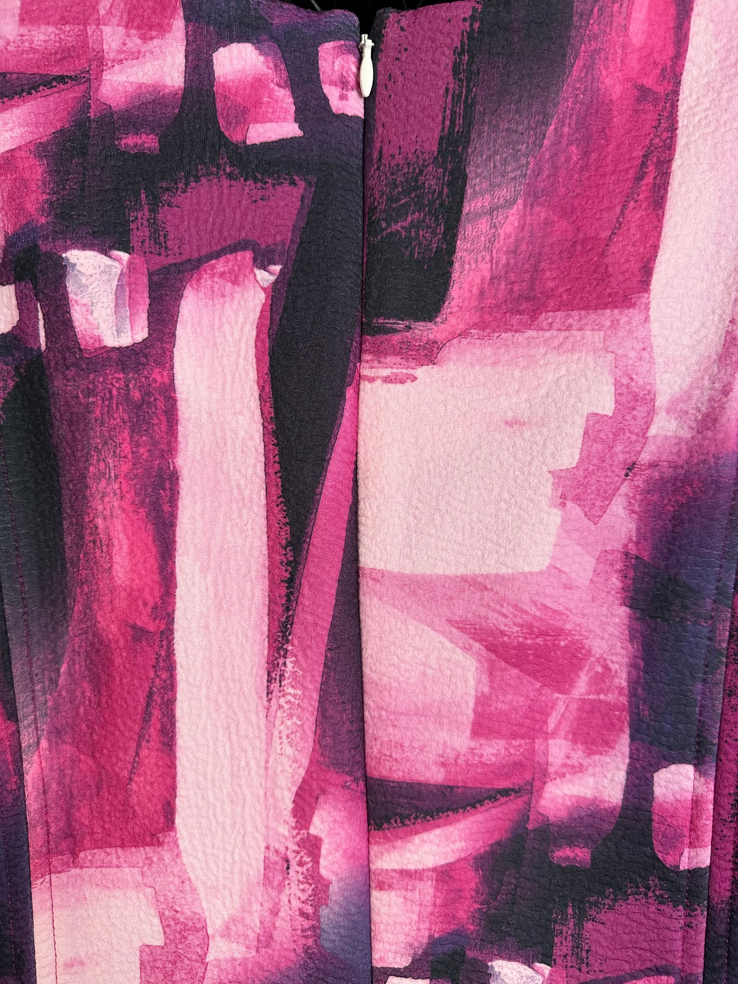 Natori Brushstroke Magenta Pleated Fit & Flare Dress Women's Size 16
