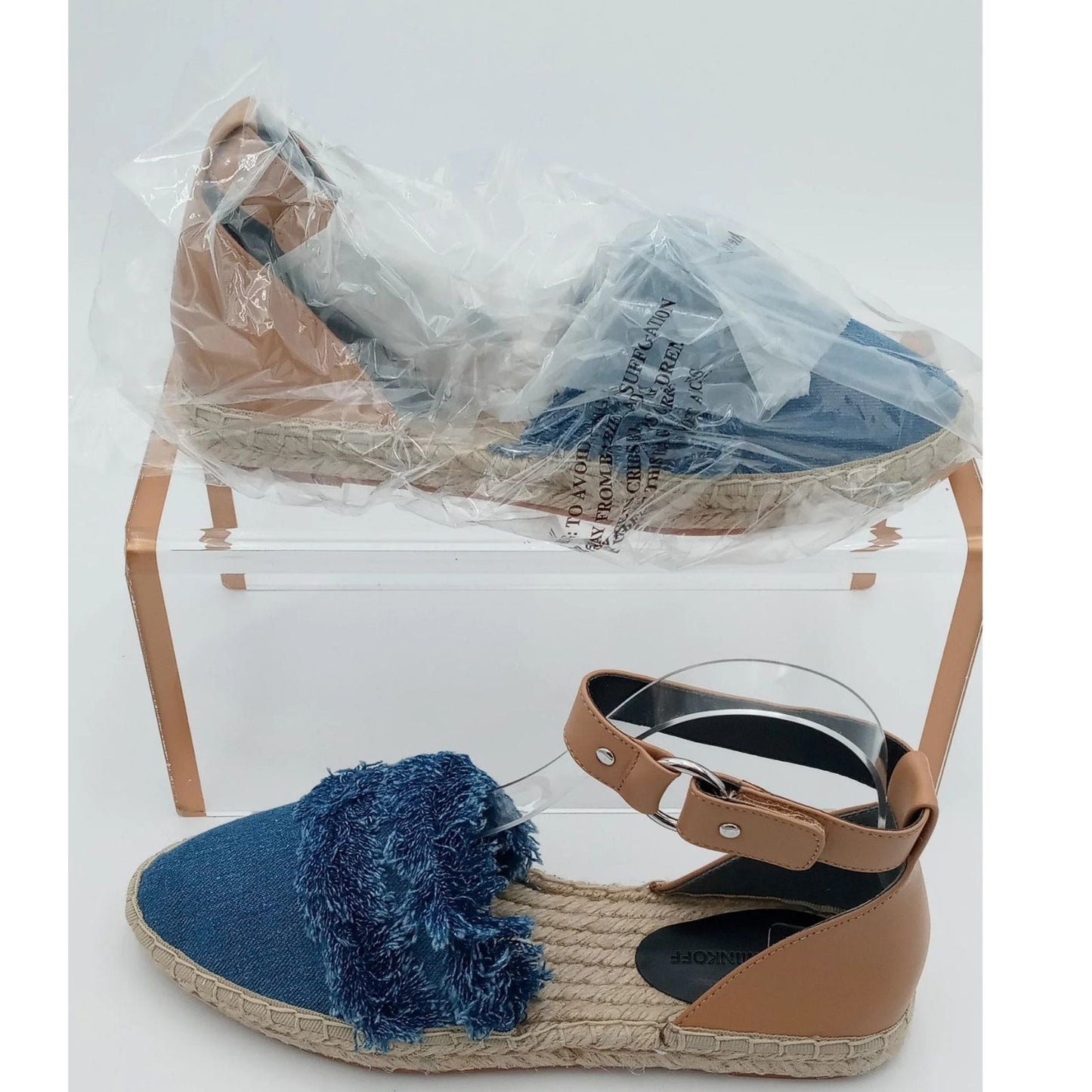 Rebecca Minkoff Womens Espadrilles Denim Fringe Flats Size 7M