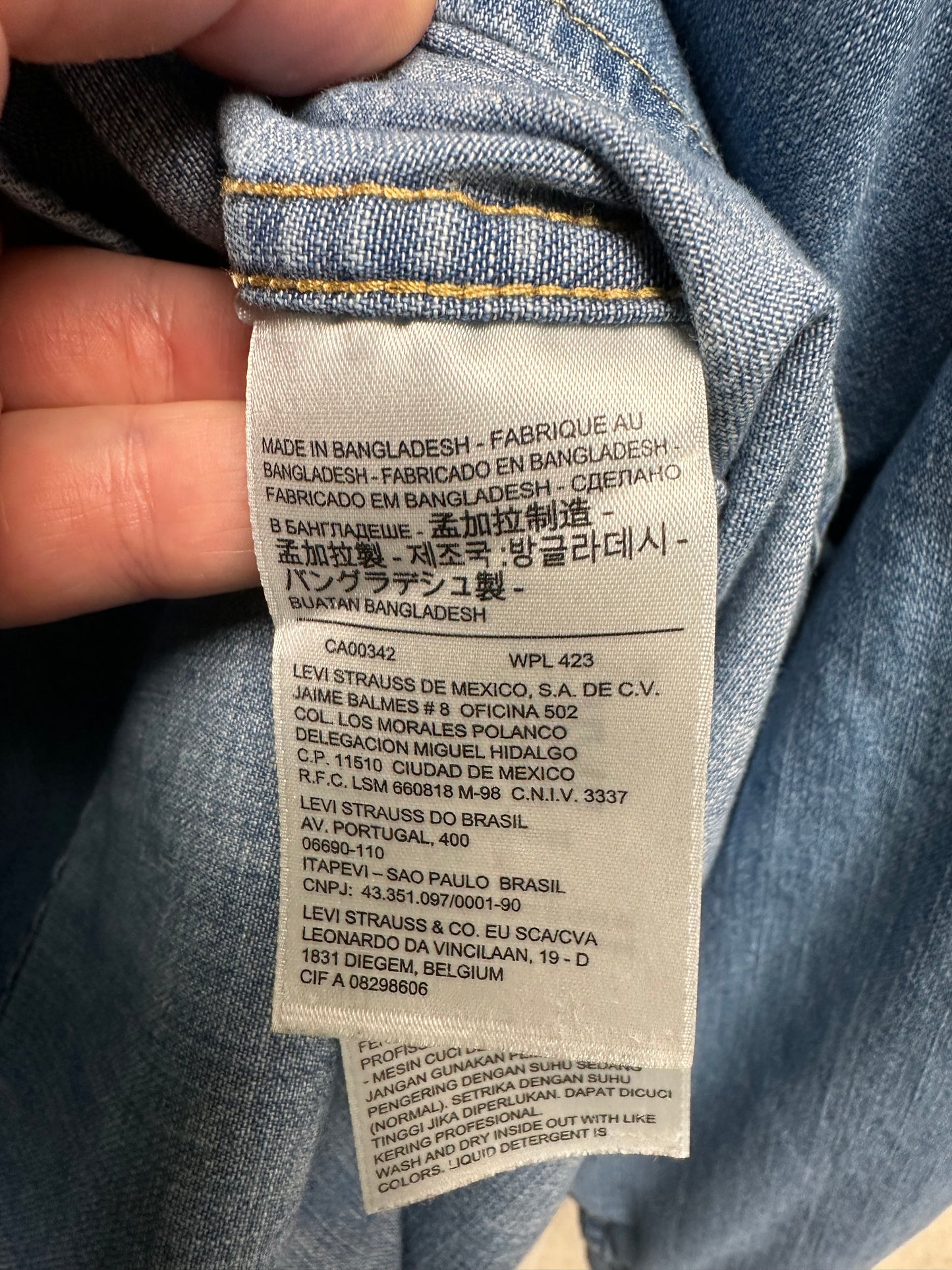 Levi's Western Medium Wash Denim Pearl Snap Button-Up Shirt Men's XXL