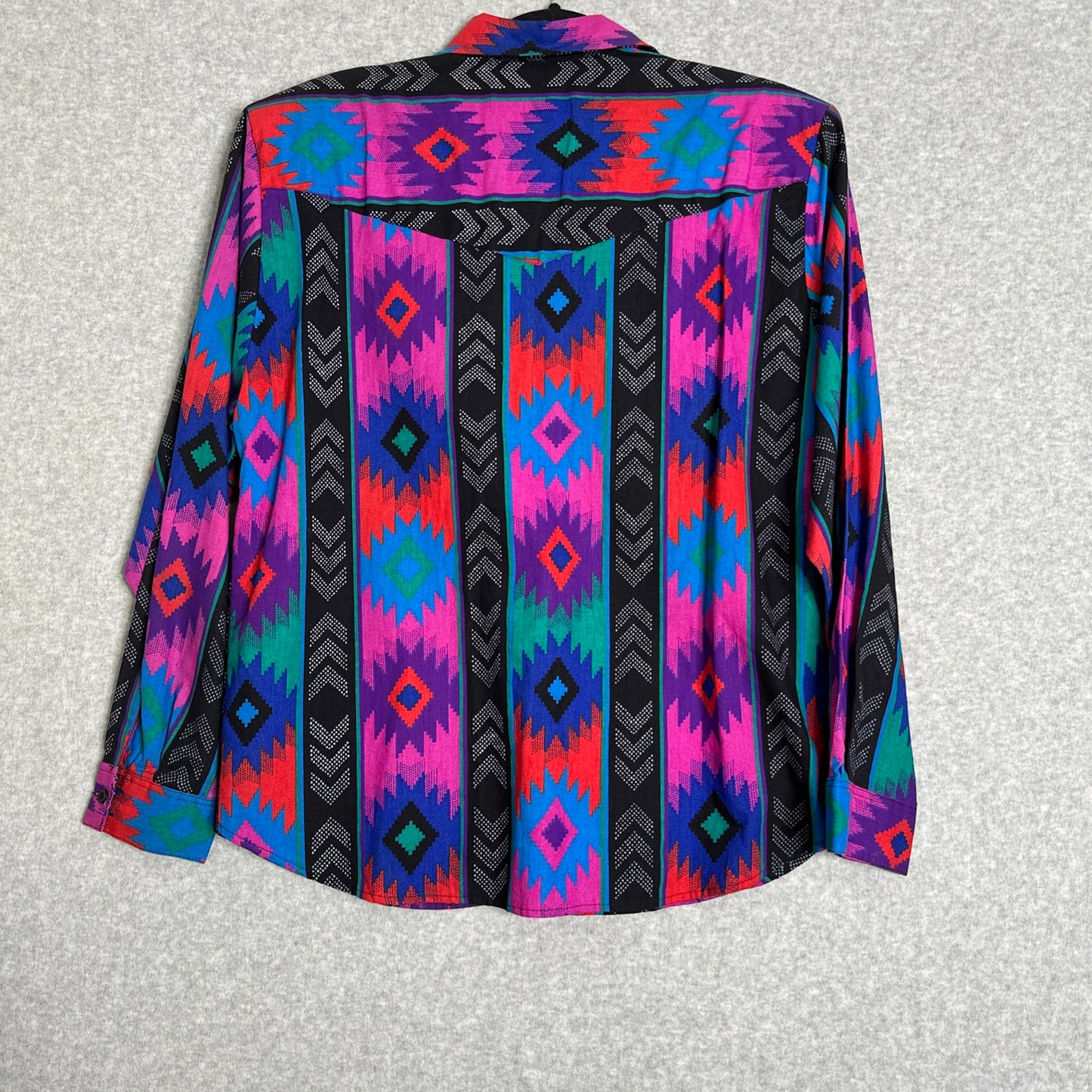 Vintage Roper Frontier Series Womens Southwestern Aztec Geometric Motif Button Front Top Size Large