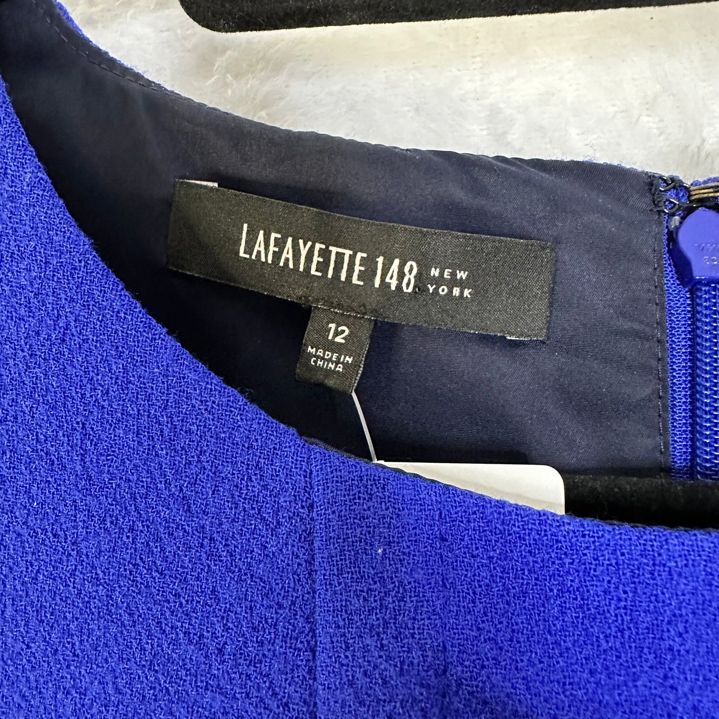 Lafayette 148 New York Virgin Wool Sleeveless Cobalt Blue Sheath Dress Women's 12