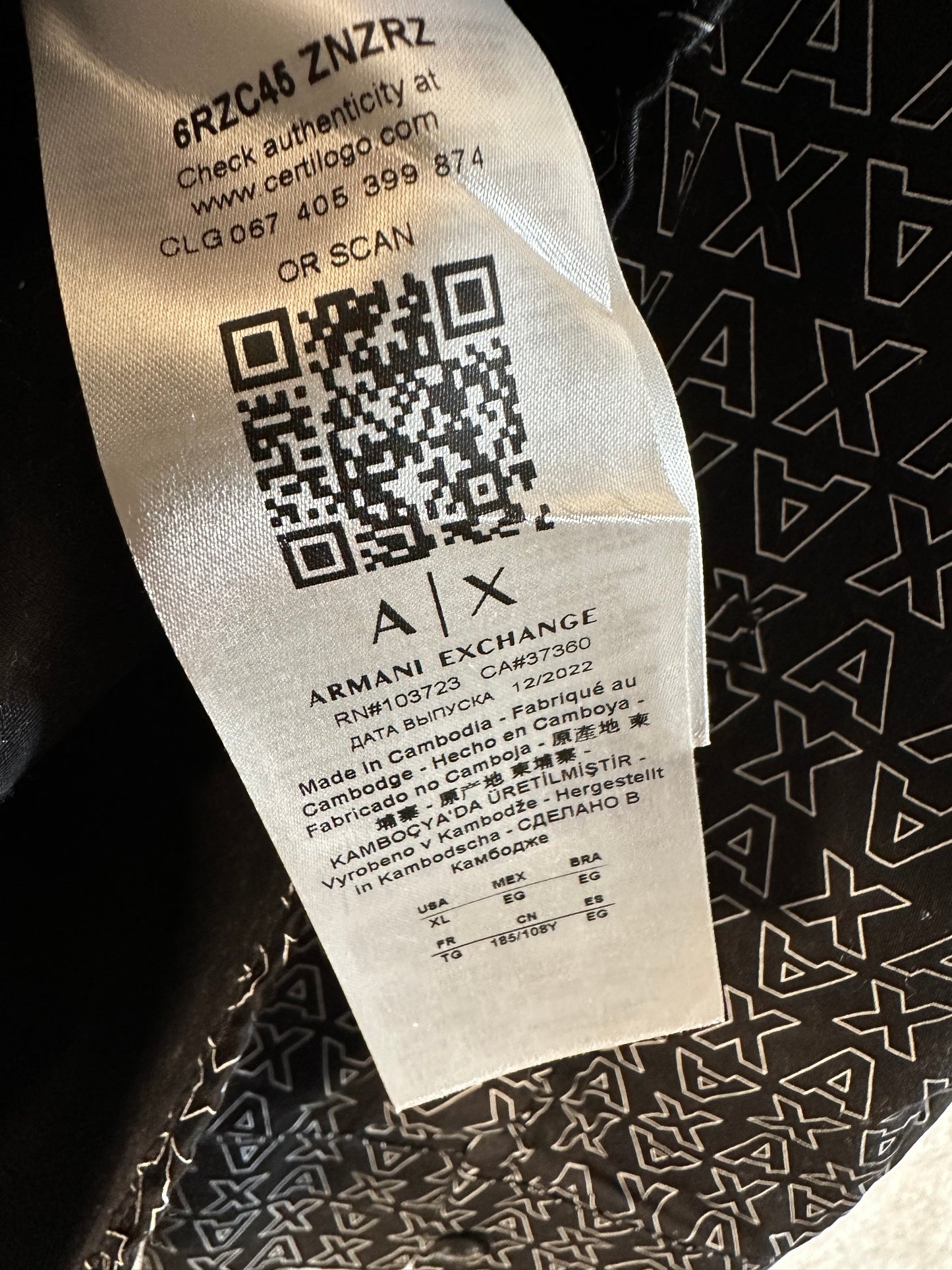 Armani Exchange Shirt Mens XL Micro AX Logo Long Sleeve Woven Cotton