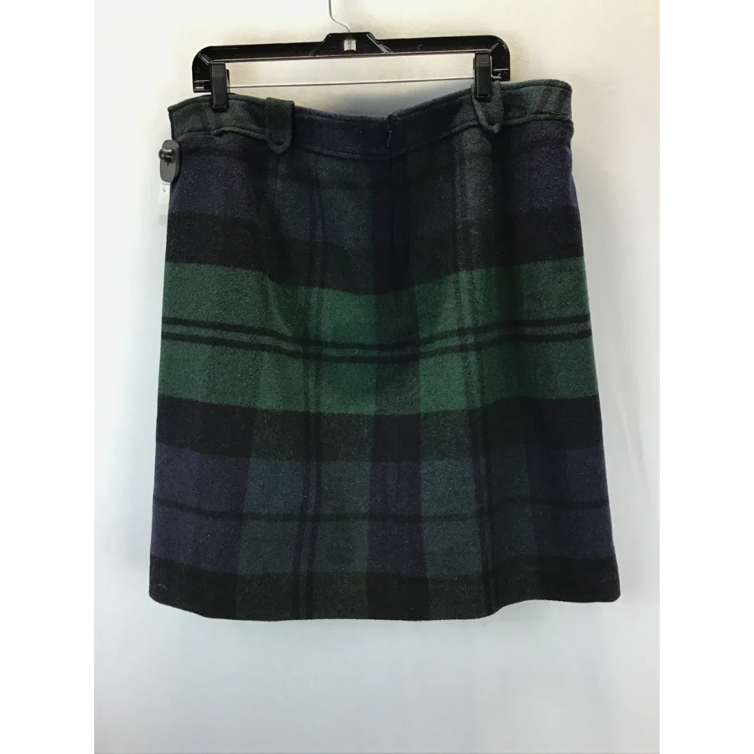 Size 12  Talbots Green Black Tartan Plaid Skirt