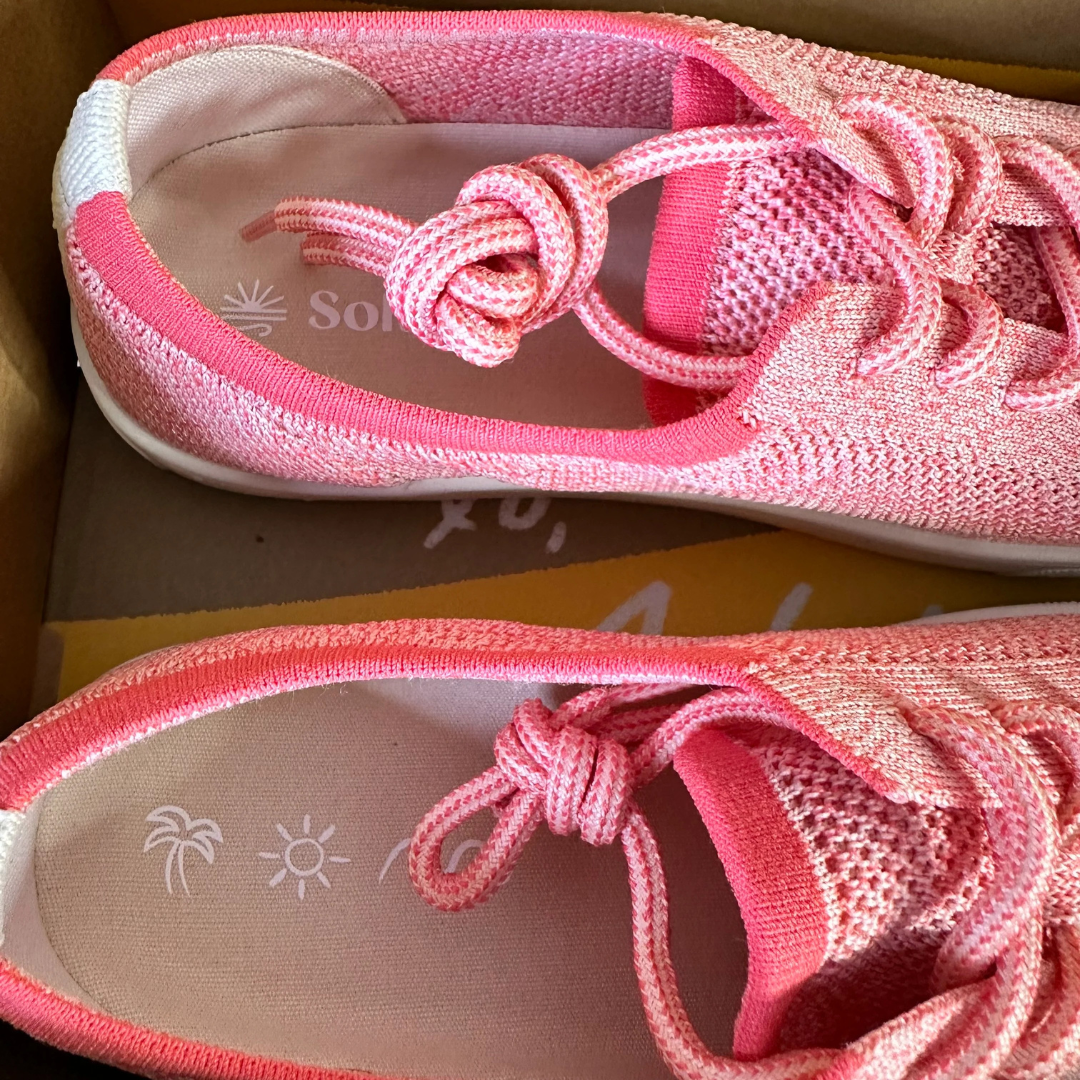 Soludos “Ashore" Knit Sneakers  Coral Confetti Size 7