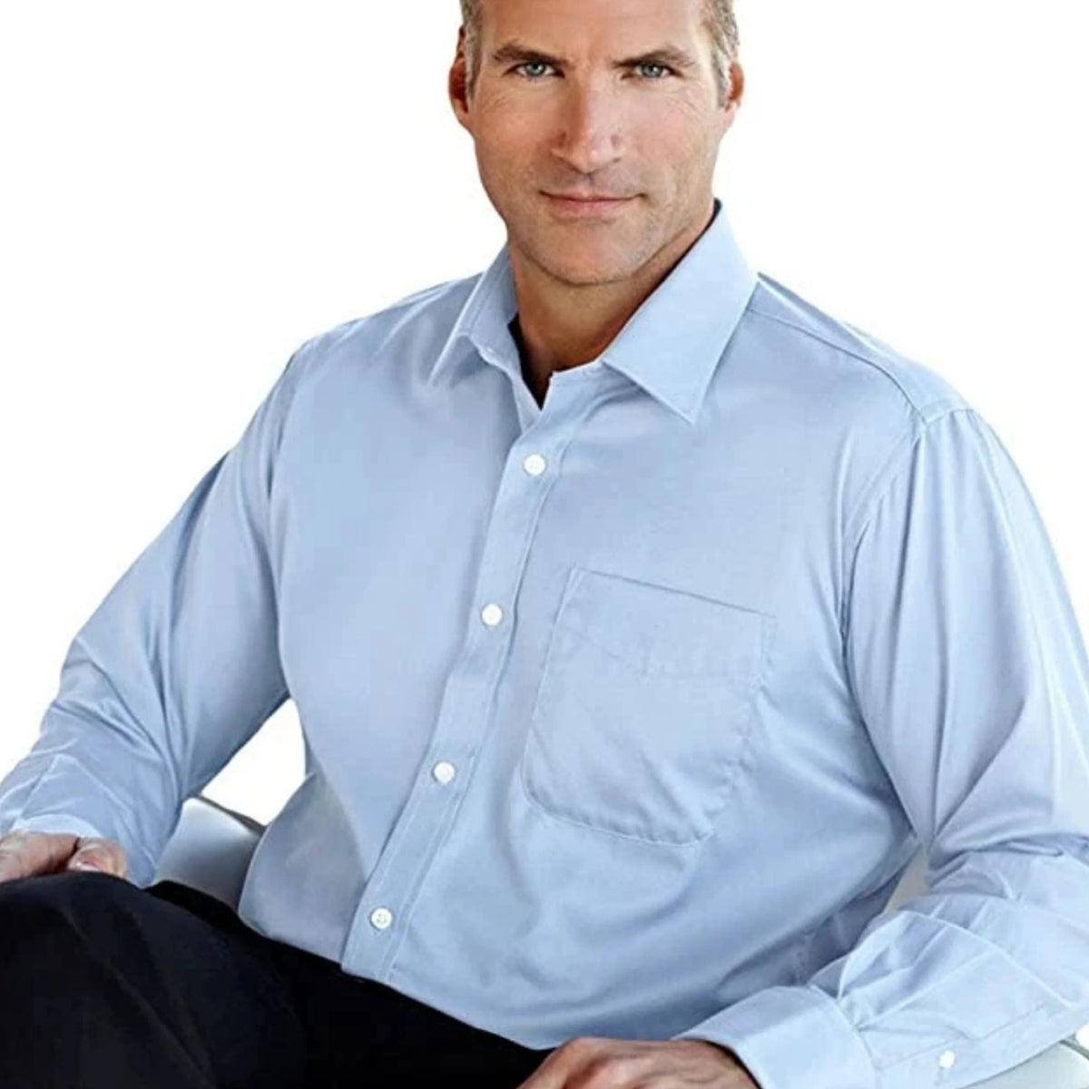 Tri-Mountain Blake Gold 980 Non Iron Dress Shirt Cotton Twill Light Blue Men's 3XL