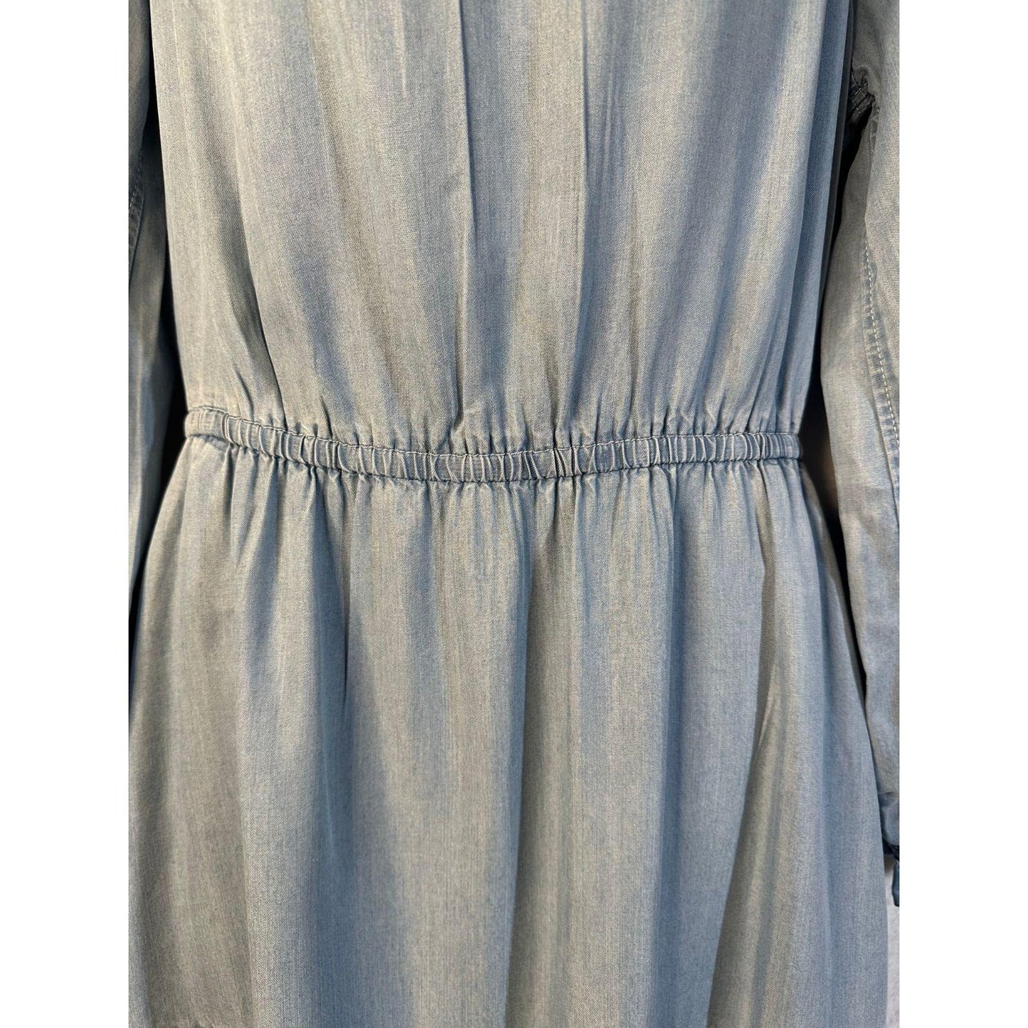 Lauren Ralph Lauren Smocked Ruffle Denim Dress Women's Size 6 Side On-Seam Pockets