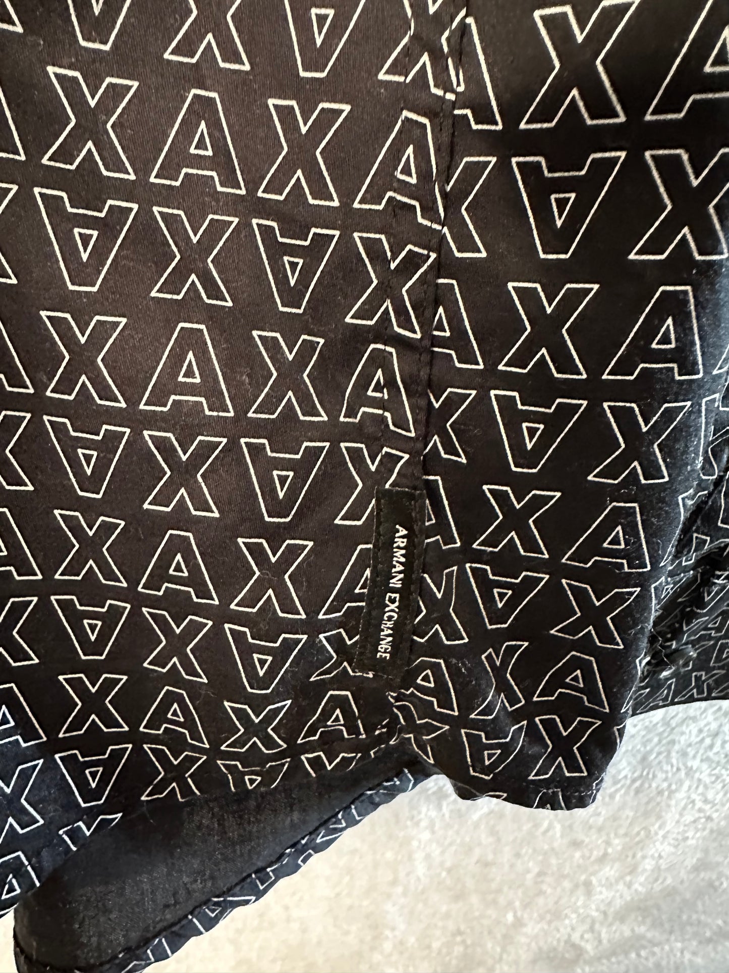 Armani Exchange Shirt Mens XL Micro AX Logo Long Sleeve Woven Cotton