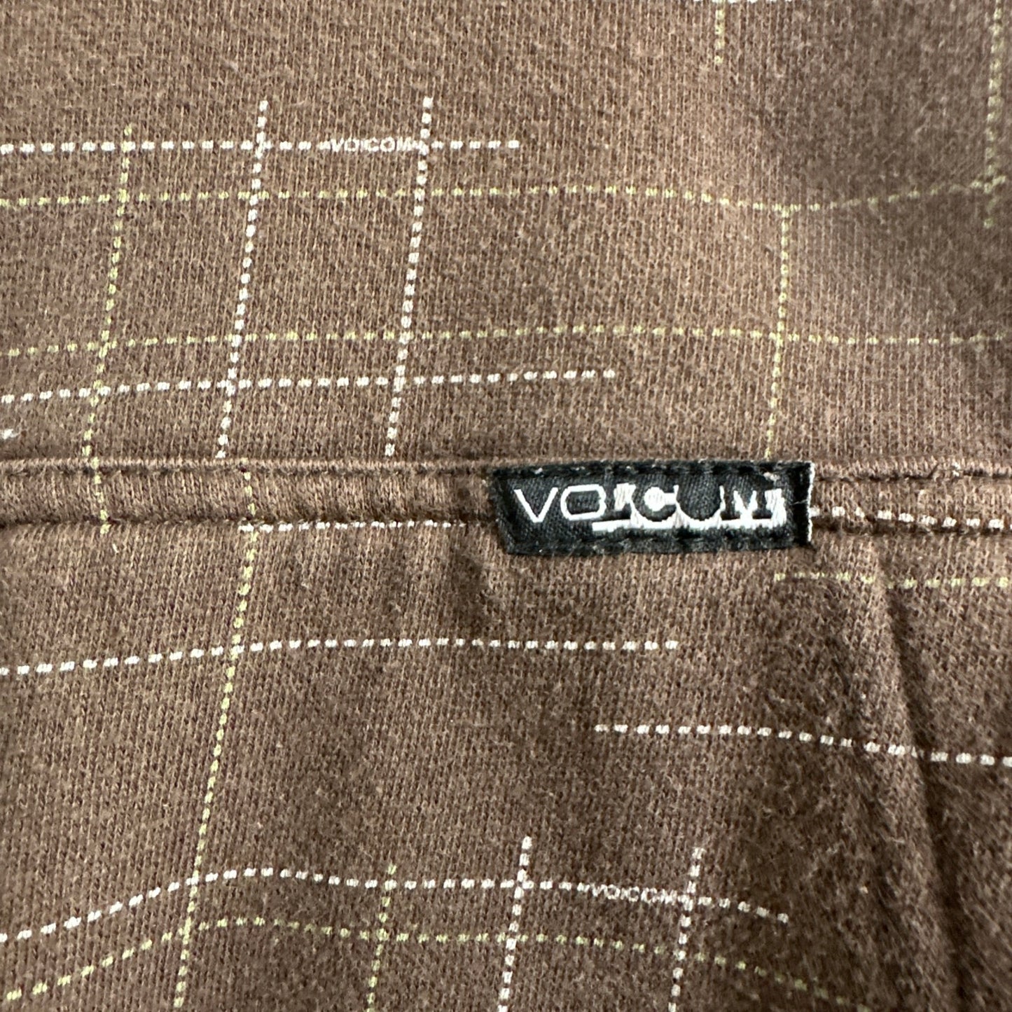 Volcom Vintage Men's Brown Fleece Geometric Graphic Print Zippered Hoodie Mens XXL