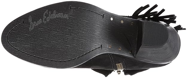 Sam Edelman Louie Ankle Boots Women's Size 9 Booties Black Suede Fringe Accent Almond Closed Toe