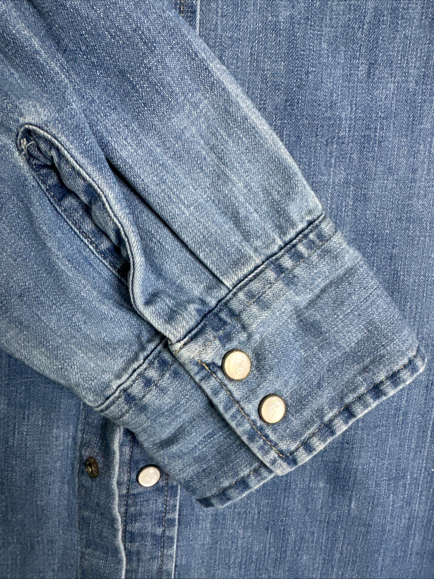 Levi's Western Medium Wash Denim Pearl Snap Button-Up Shirt Men's XXL