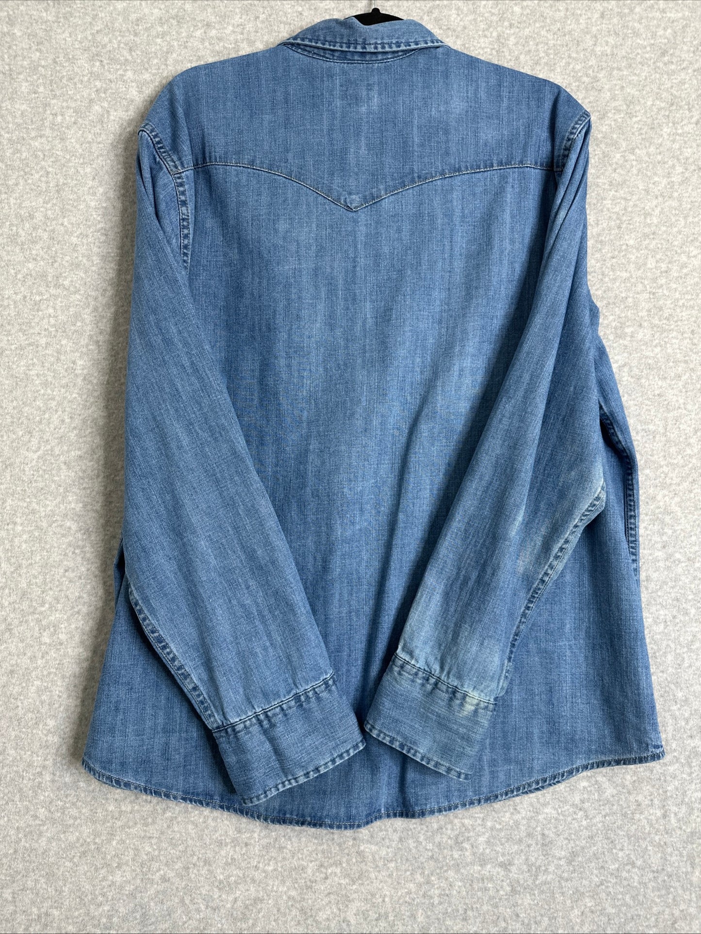Levi's Western Medium Wash Denim Pearl Snap Button-Up Shirt Men's XXL