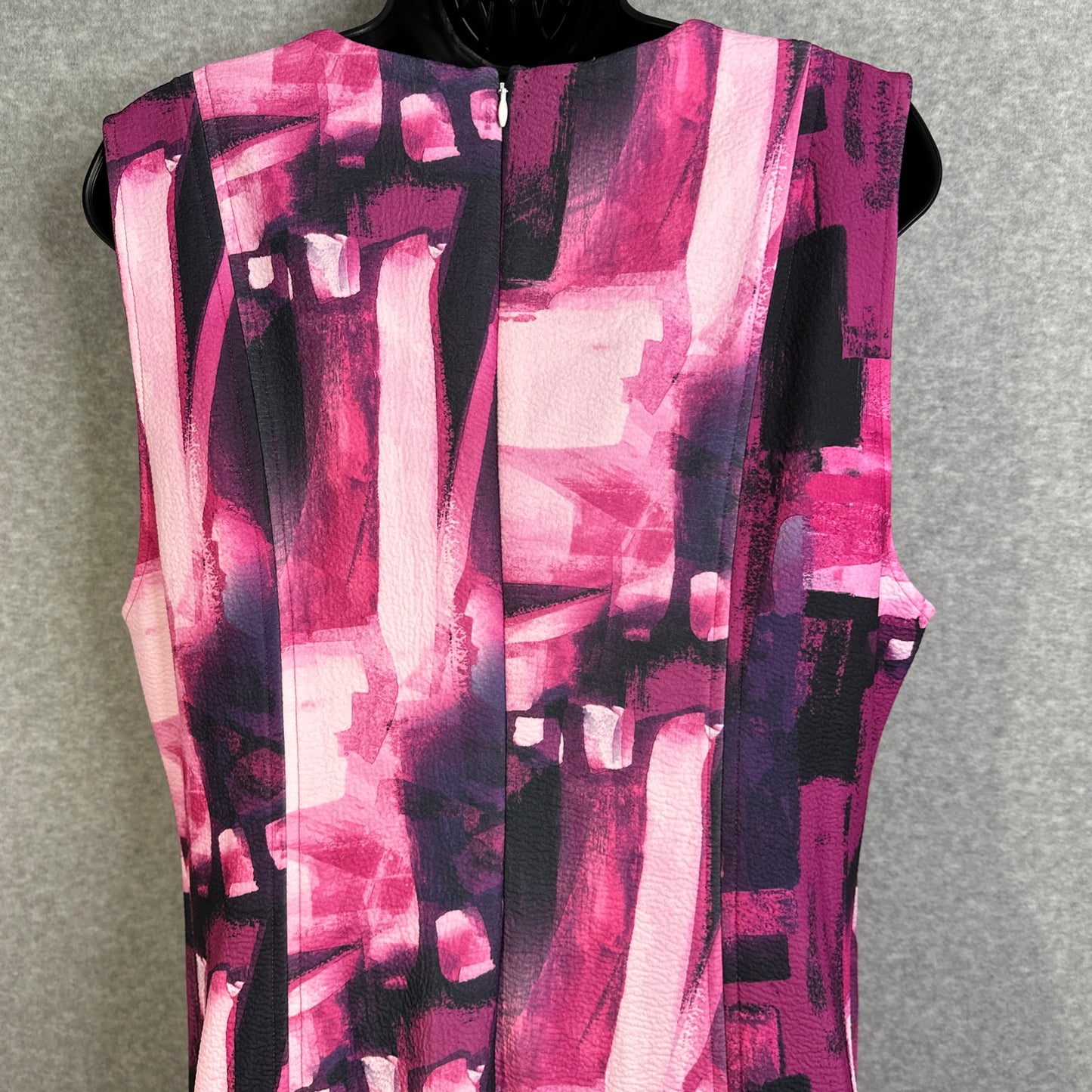Natori Brushstroke Magenta Pleated Fit & Flare Dress Women's Size 16