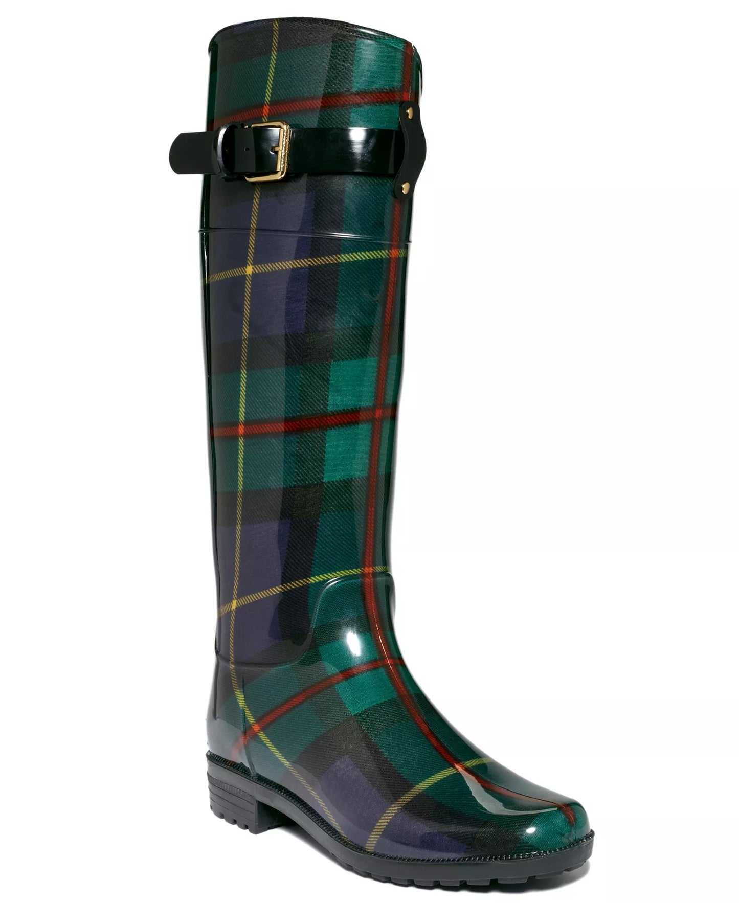 Lauren Ralph Lauren Lauren Women’s Rossalyn II Green Plaid Tall Rain Boot Wellies Heel Height 1" Round Toe Block Heel Sz. 5 Fits A 6.5