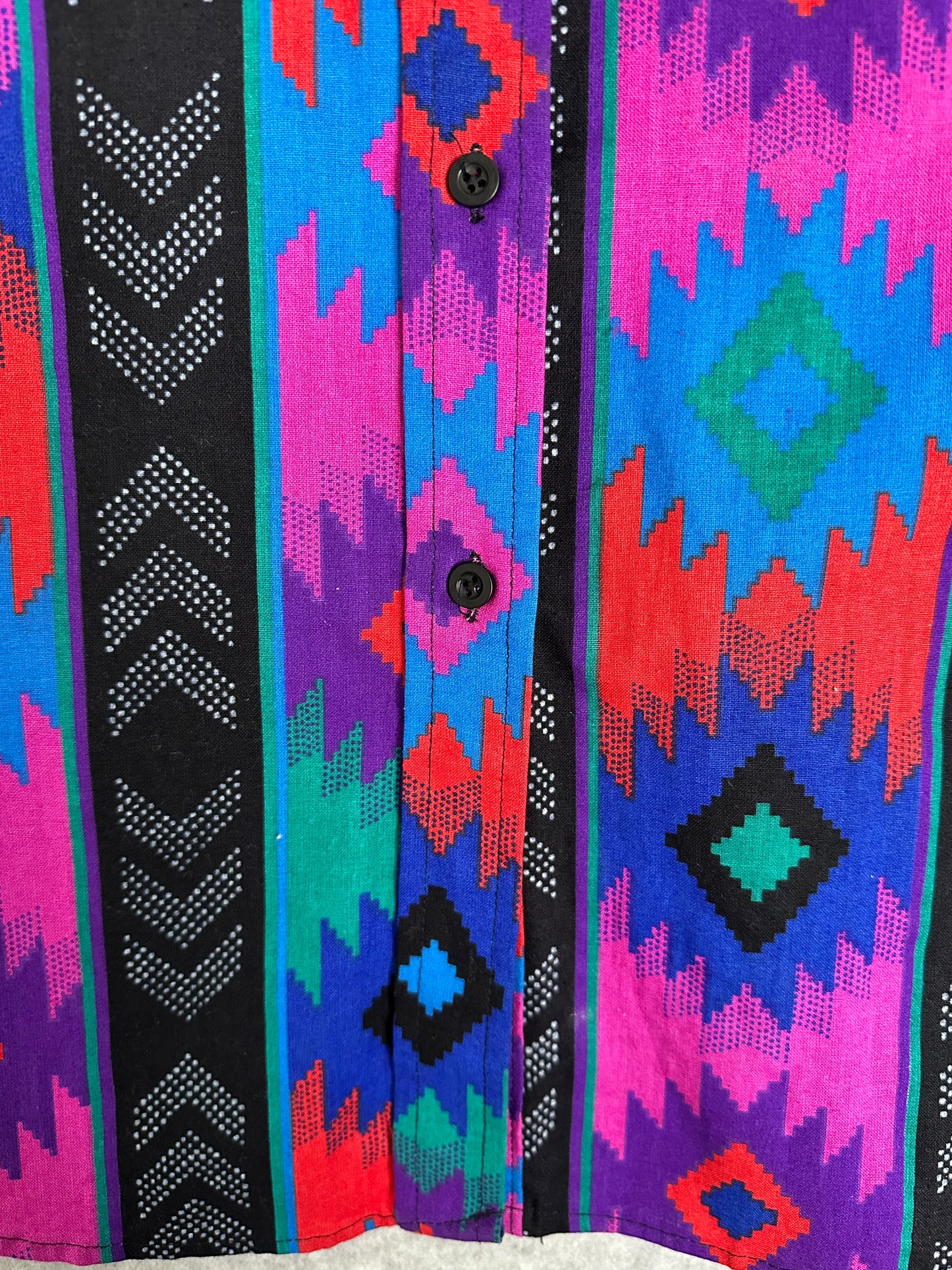 Vintage Roper Frontier Series Womens Southwestern Aztec Geometric Motif Button Front Top Size Large