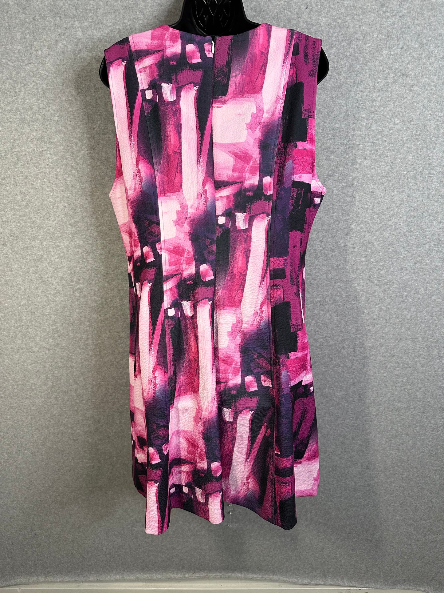 Natori Brushstroke Magenta Pleated Fit & Flare Dress Women's Size 16