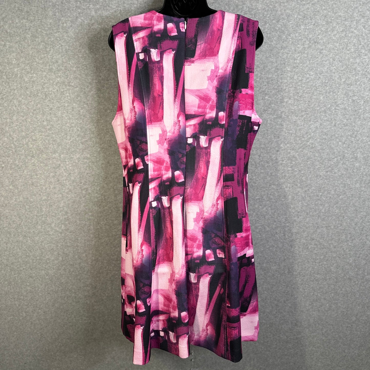 Natori Brushstroke Magenta Pleated Fit & Flare Dress Women's Size 16
