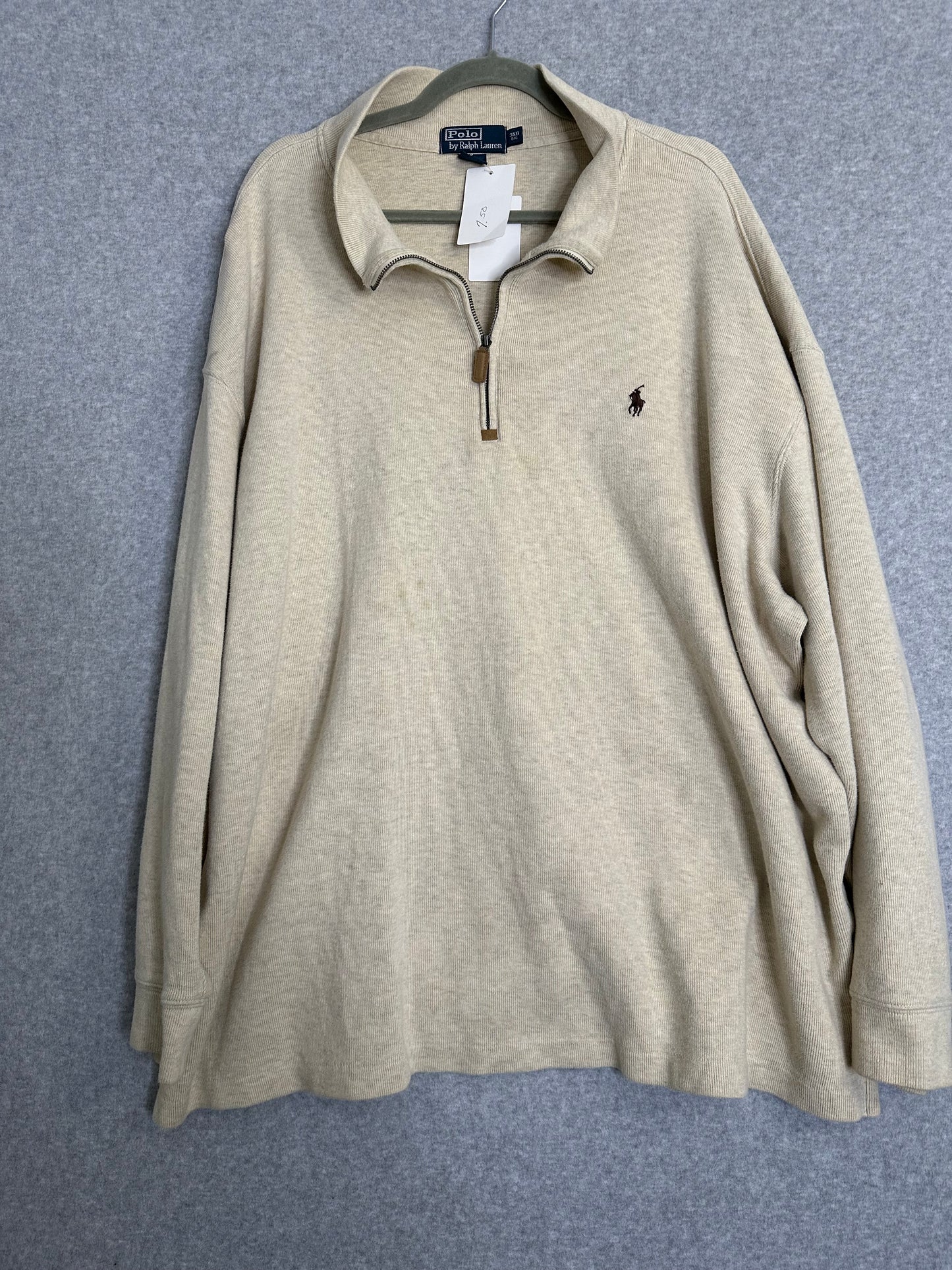 Polo Ralph Lauren Quarter Zip Pullover Oatmeal / Beige Sweater Men's 3XB