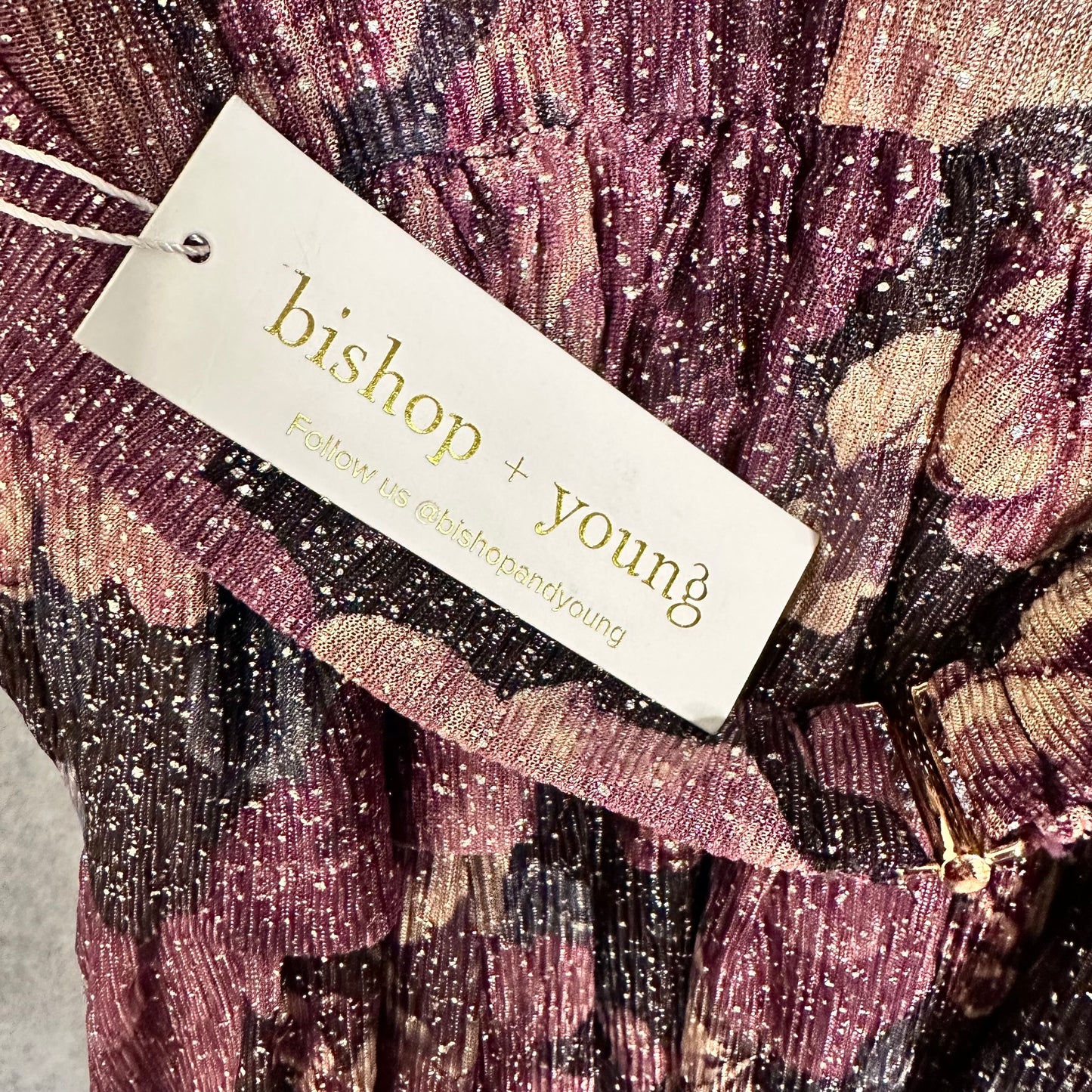 Bishop + Young Glam Slam Party Dress Women's Medium Metallic Floral