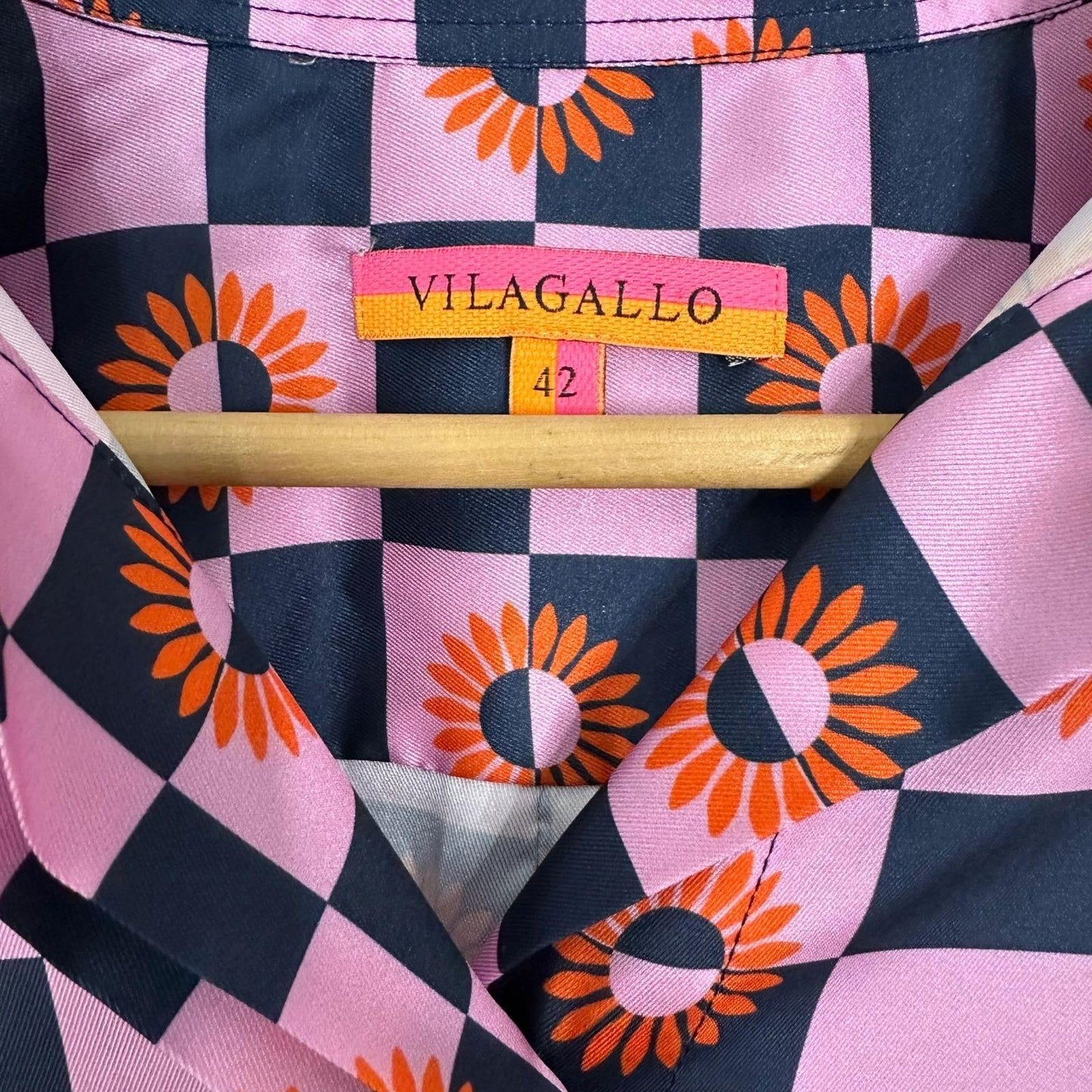 Vilagallo Midi Shirt Dress Womens Medium EU 42 Pockets Blue Orange Pink