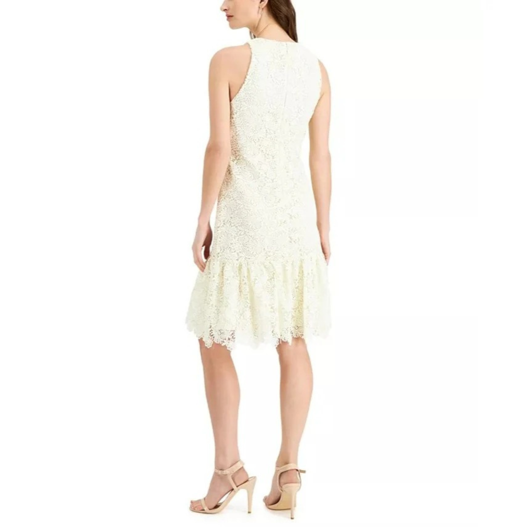 Lauren Ralph Lauren Sleeveless Lace Cocktail Dress Pale Cream Women's Size 8