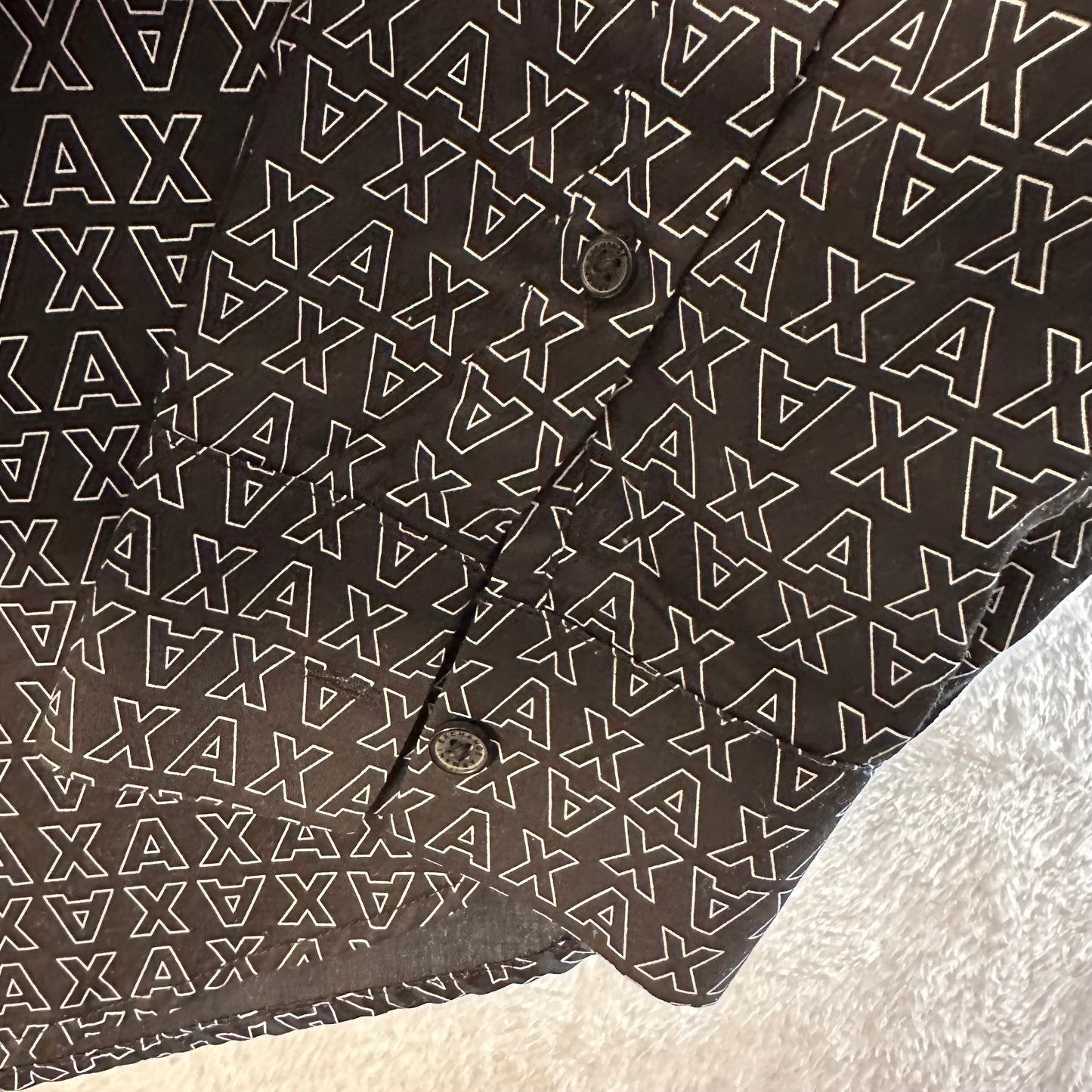 Armani Exchange Shirt Mens XL Micro AX Logo Long Sleeve Woven Cotton