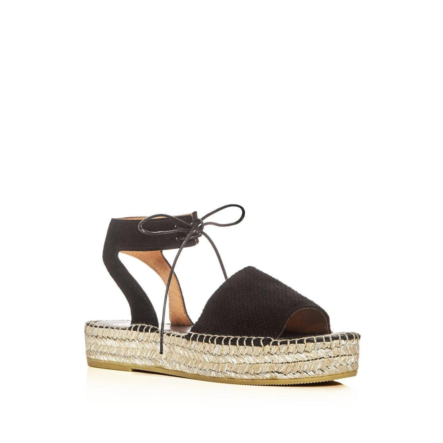 Andress Assous Sabina Suede Black Lace Up Espadrilles Women's Size 8
