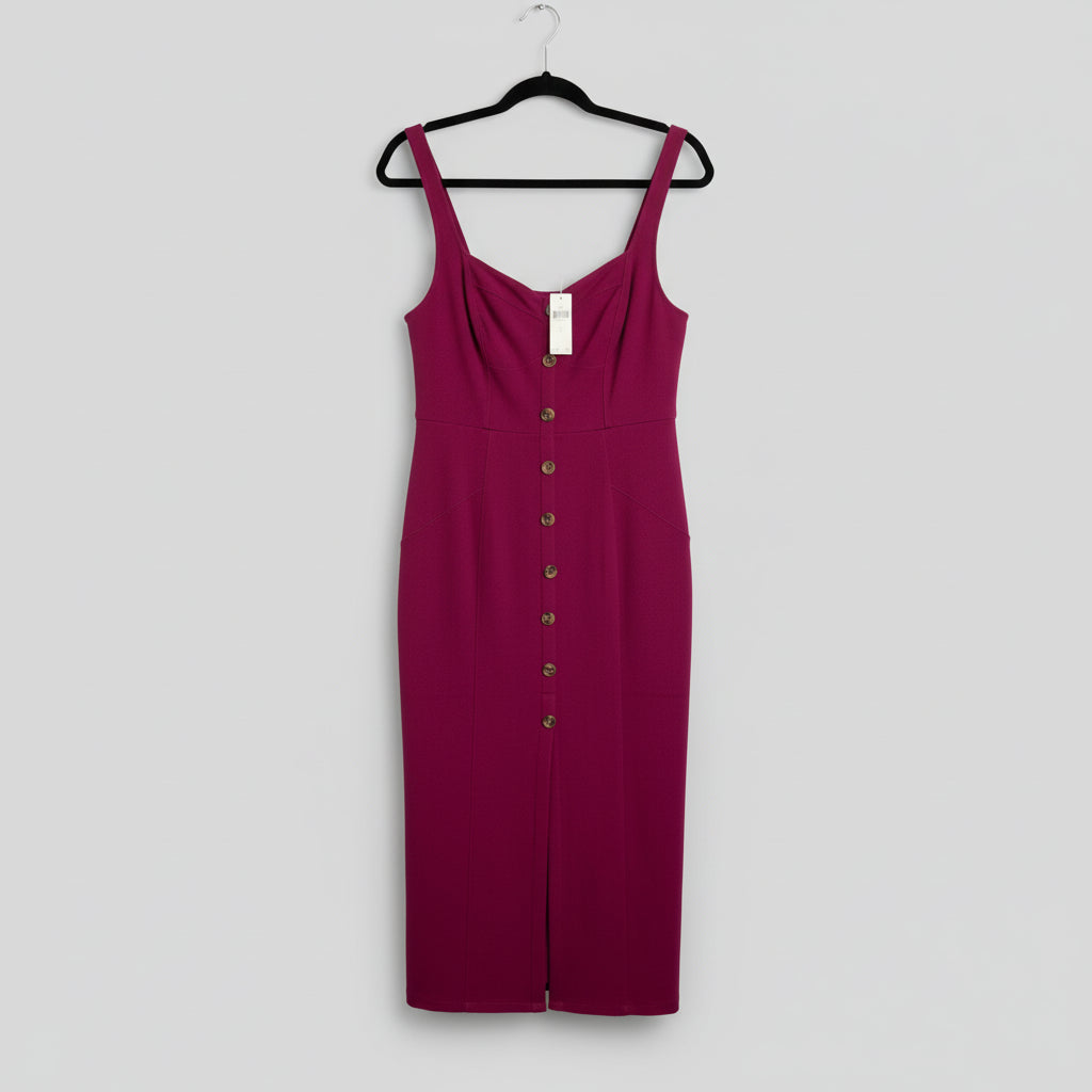 Anthropologie Maeve Knit Midi Dress Women's Size 8 Stretch Wildberry Sweetheart Neckline