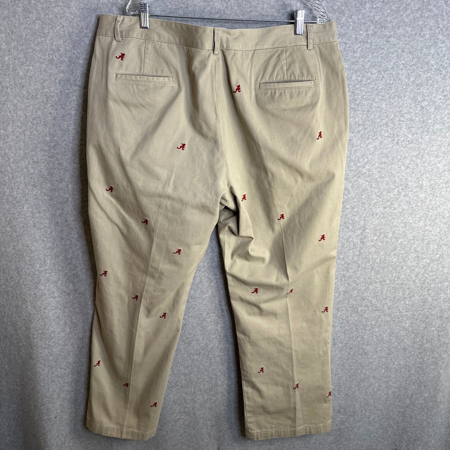 Campus Chinos University Of Alabama Crimson Tide Cotton Twill Khaki Chinos - A Logo Pattern Men's 42X30
